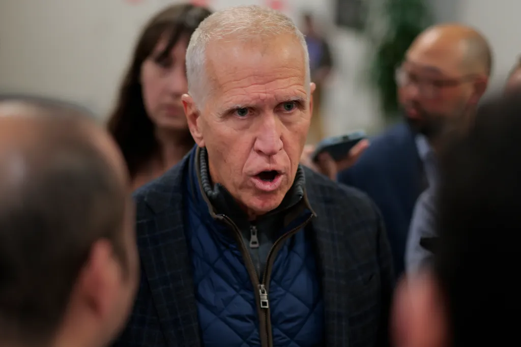 Senator Thom Tillis speaking to reporters.