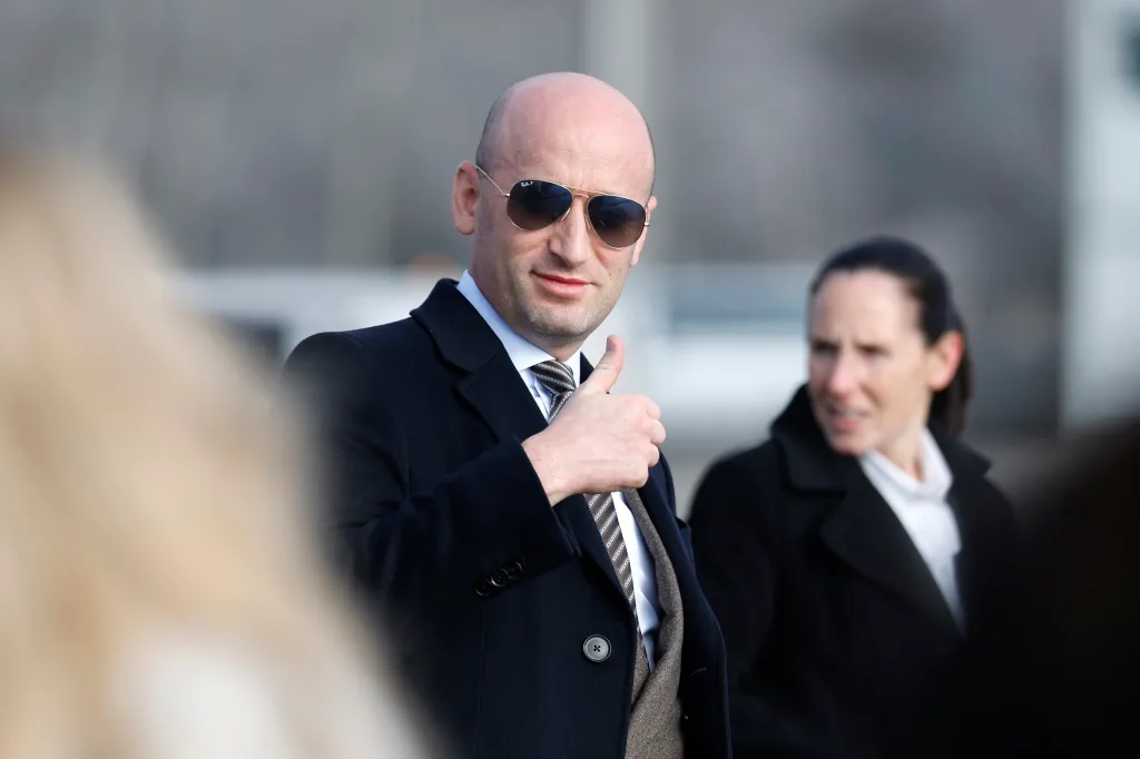 White House Deputy Chief of Staff Stephen Miller reacts after arriving in Zurich, Switzerland, on Jan. 21, 2026.