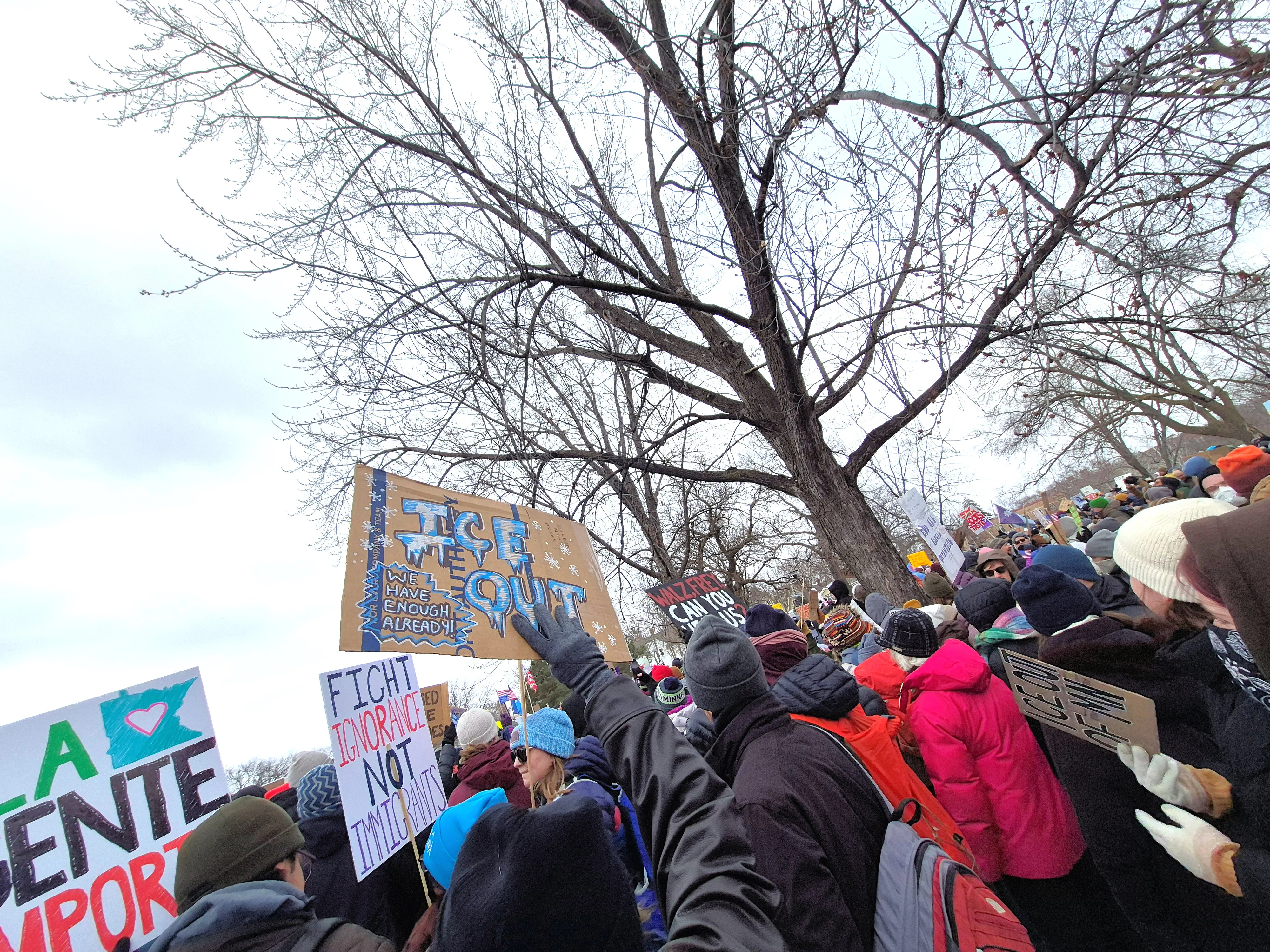 Thousands gathered at Powderhorn Park in Minneapolis on Jan. 10, 2026 to protest ICE's presence in the city.