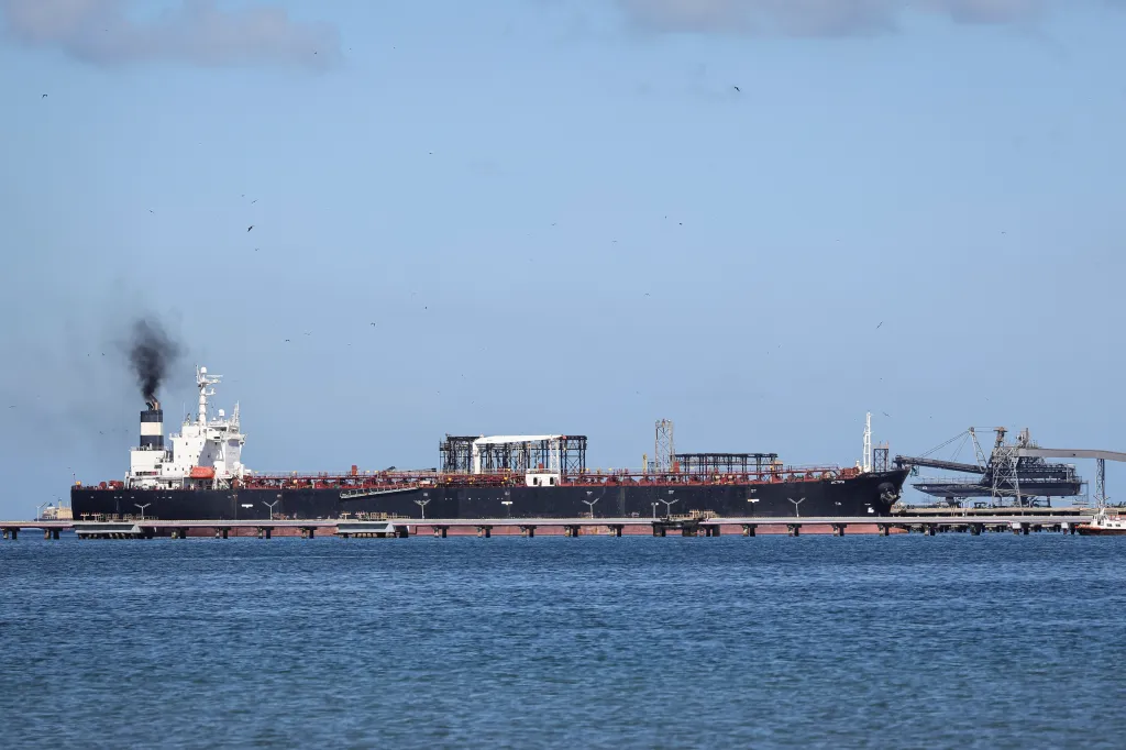 View of an oil tanker in Venezuela.