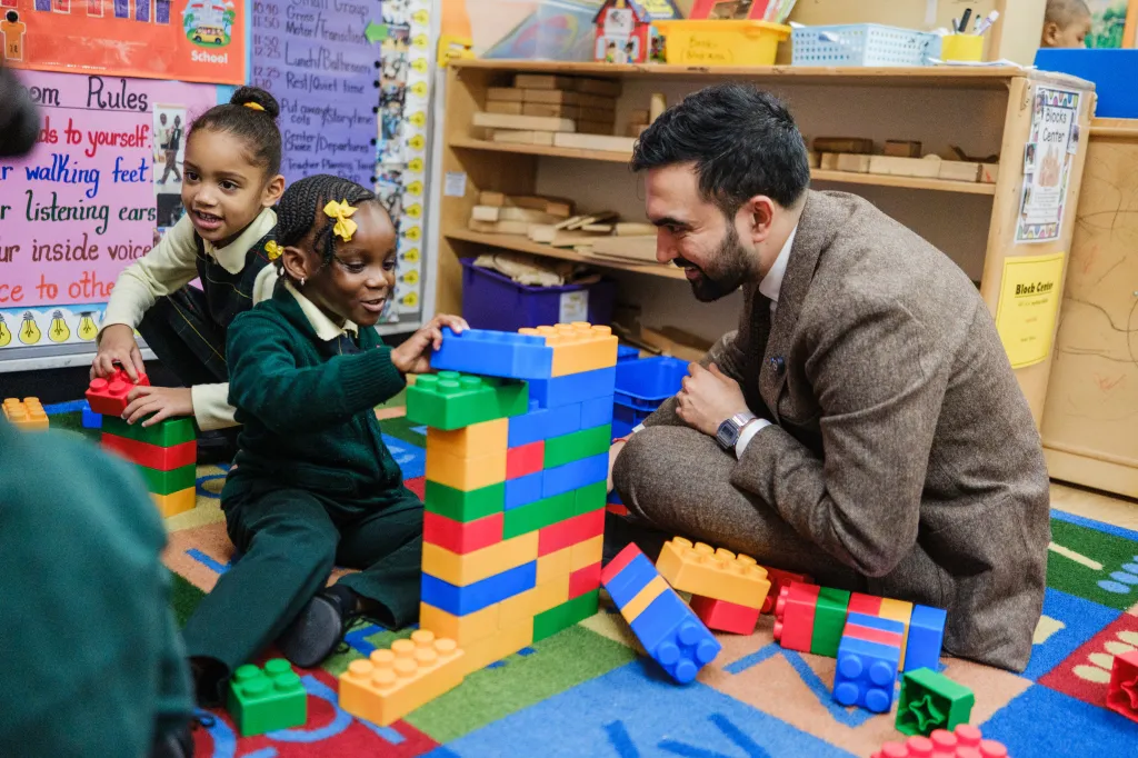 New York City mayor elect Zohran Mamdani visits Friends of Crown Heights Educational Center, an early childhood program in Brooklyn