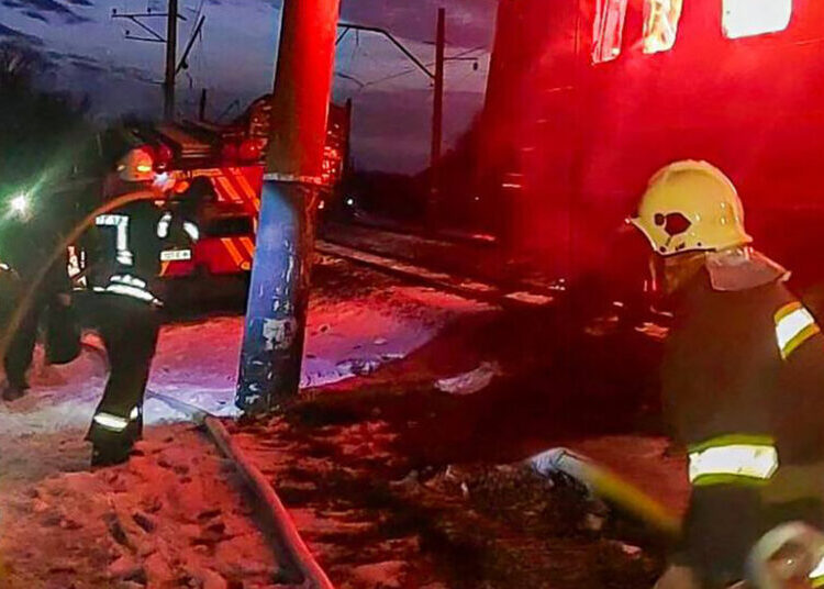 After Russian Strike Kills Five, Train Sheds Burned Cars and Carries On