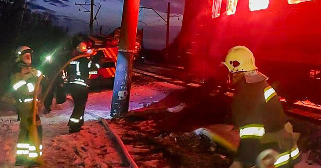 After Russian Strike Kills Five, Train Sheds Burned Cars and Carries On