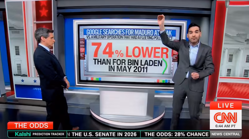 Harry Enten said search interest in Venezuela was significantly lower when Osama bin Laden was killed by special forces in 2011.