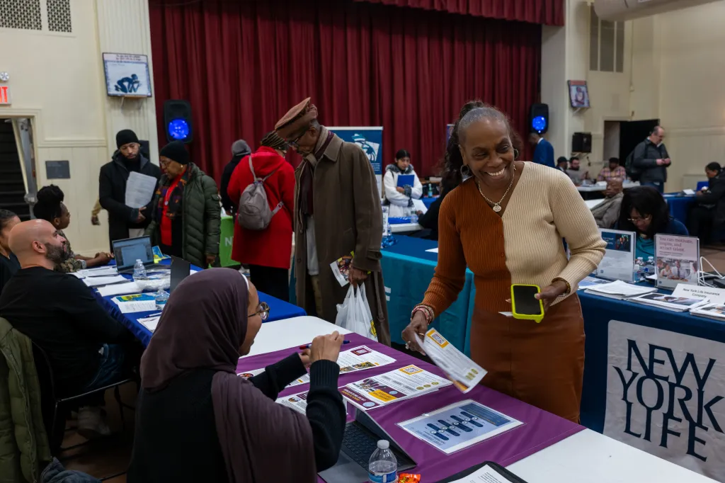 Job seekers at a career fair in Harlem, New York City.