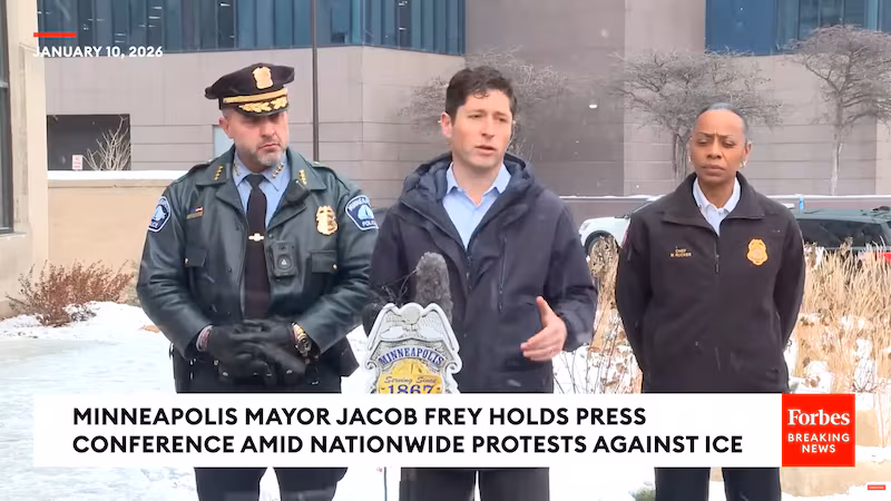 Minneapolis Mayor Jacob Frey Holds Press Conference Amid Nationwide Anti-ICE Protests.