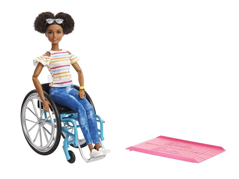 A Barbie in a wheelchair.