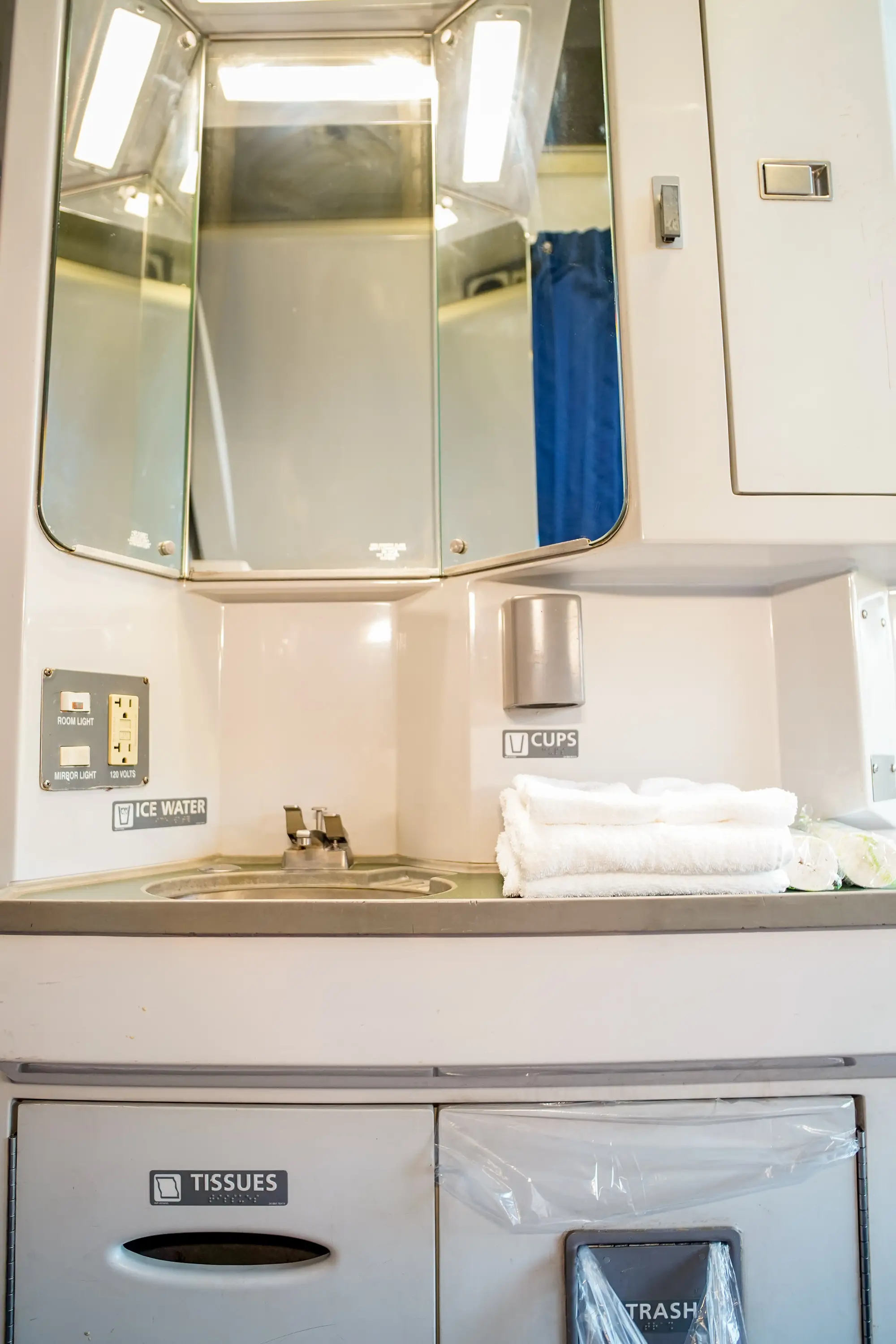 The mirror and bathroom sink