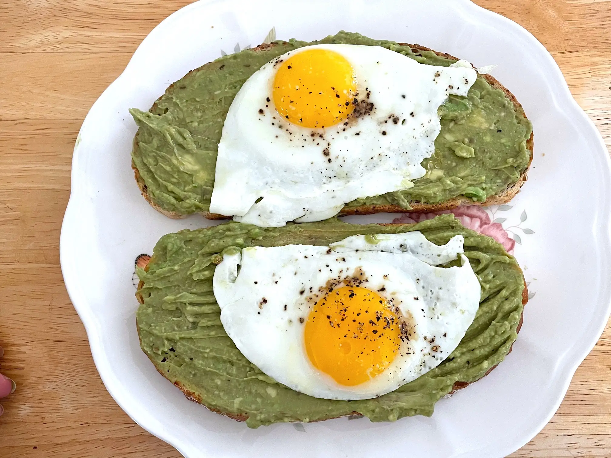 Eggs on toast for Ina Garten's avocado tartine