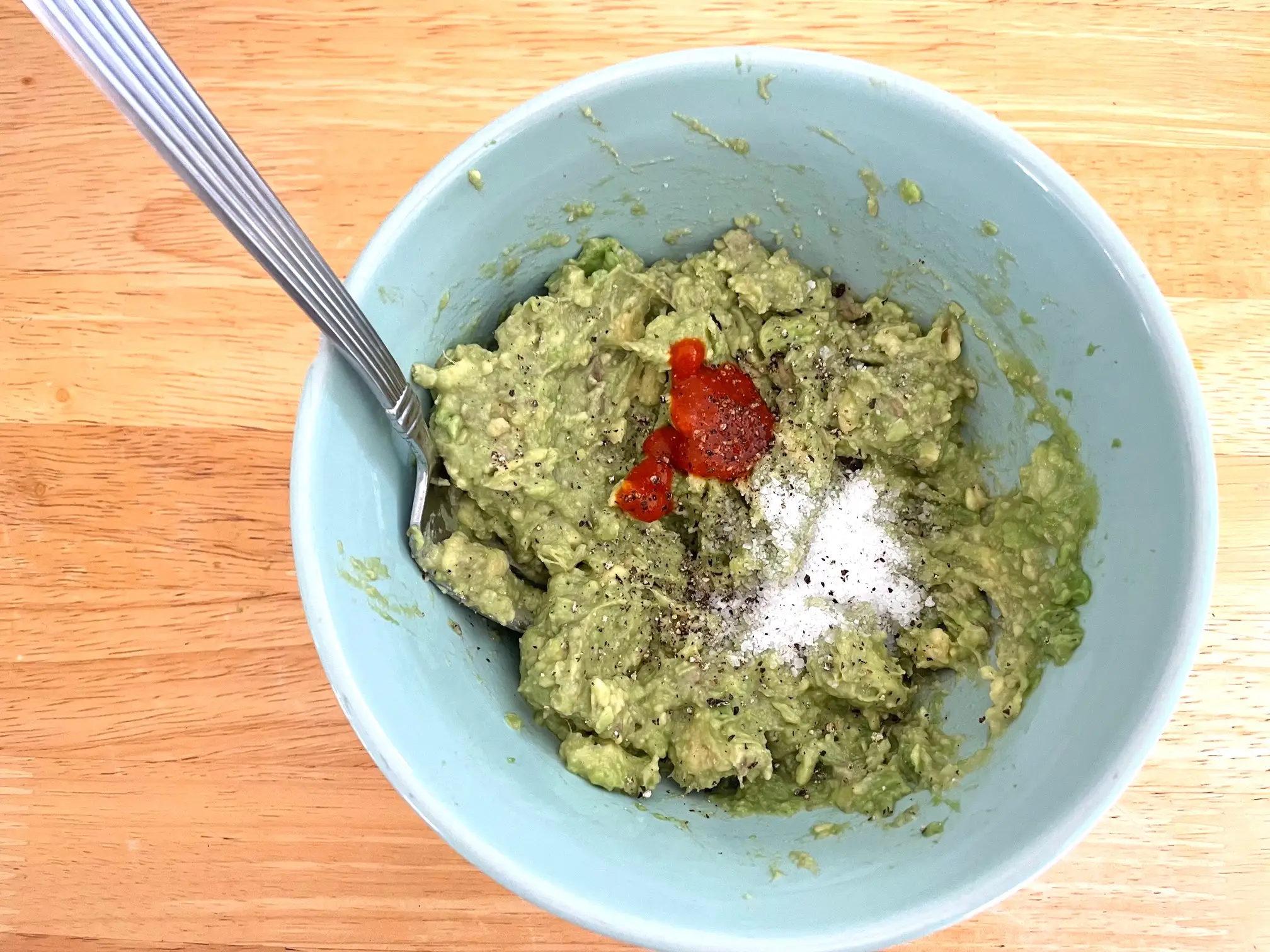 Mashing avocado for Ina Garten's avocado tartine