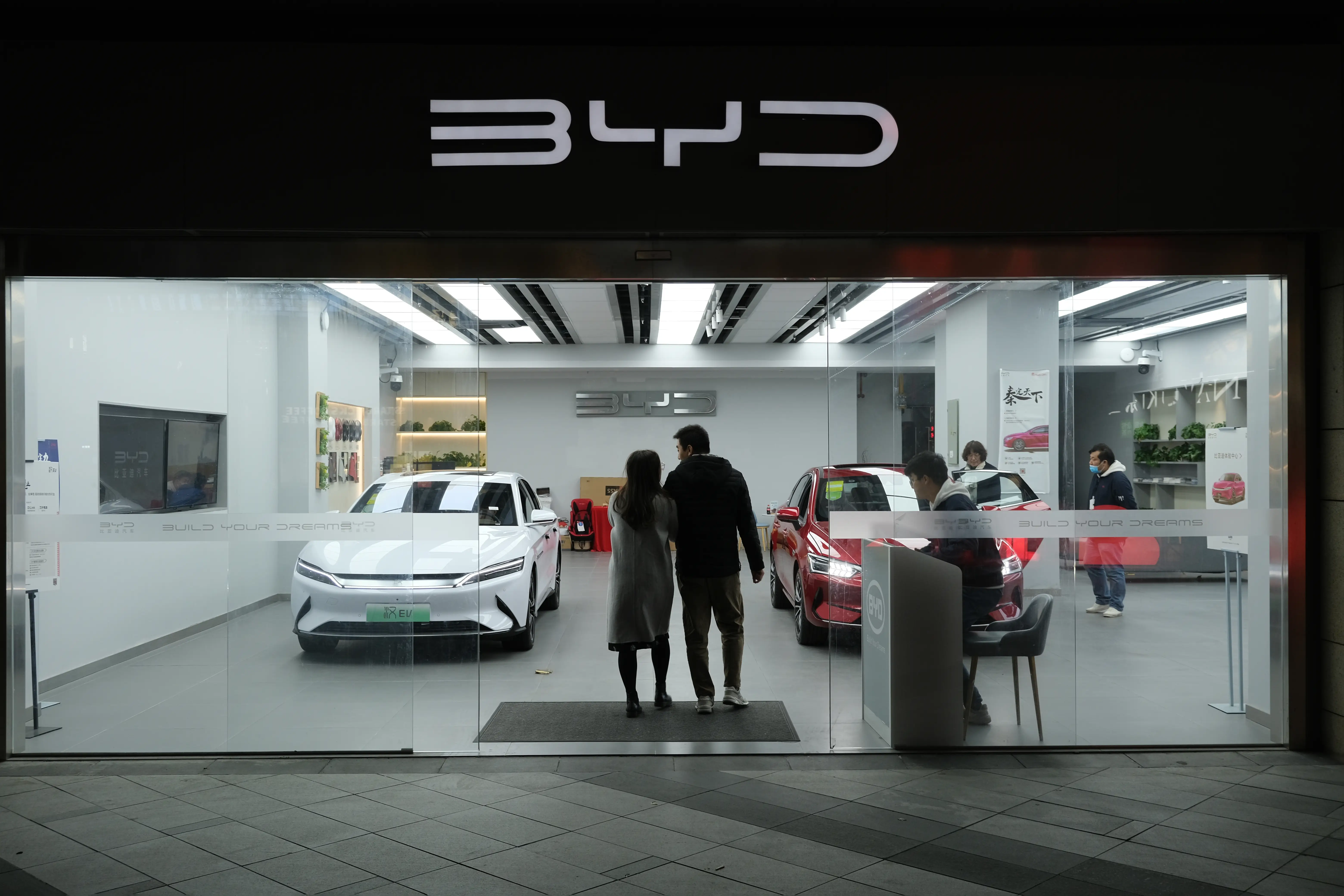 BYD EV car store in Shanghai, China, in 2021.