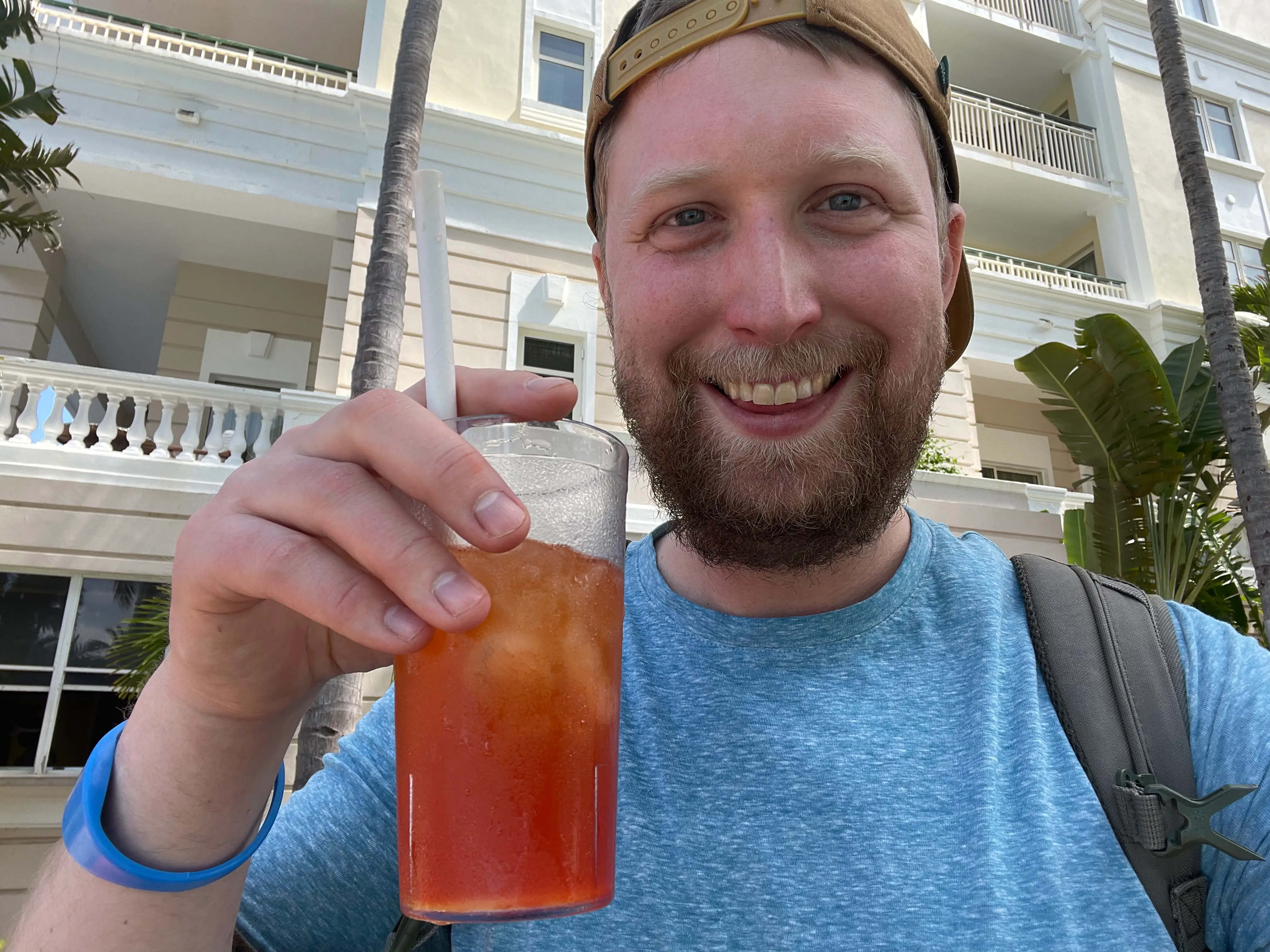 Jewel Grande in Montego Bay, timothy holding an orange drink