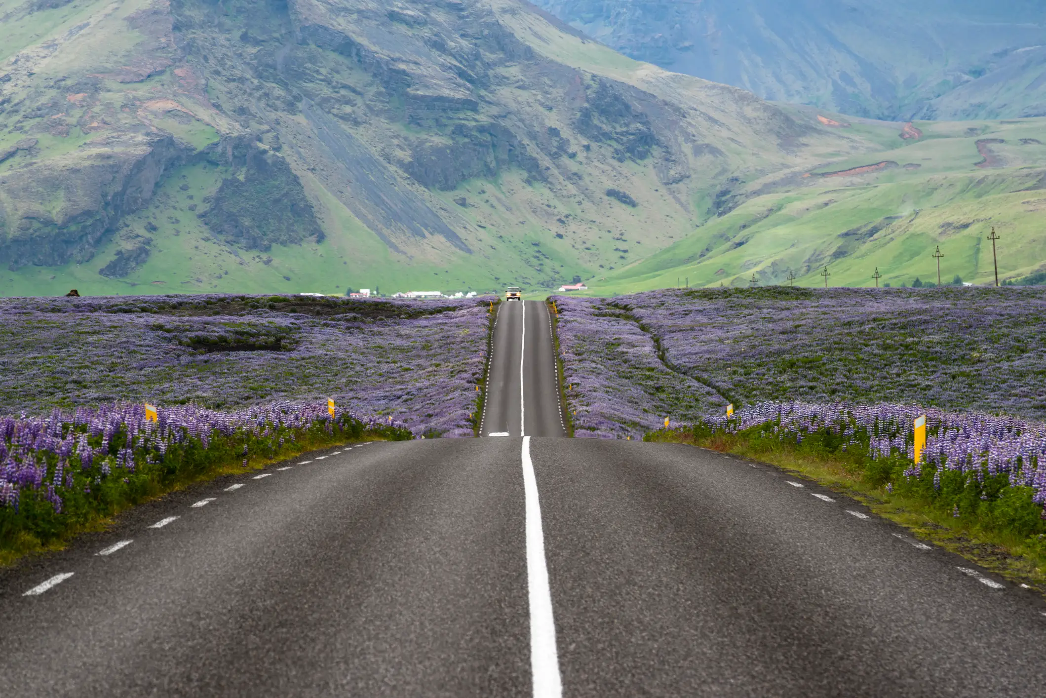 A road in Skógar, Southern Iceland.