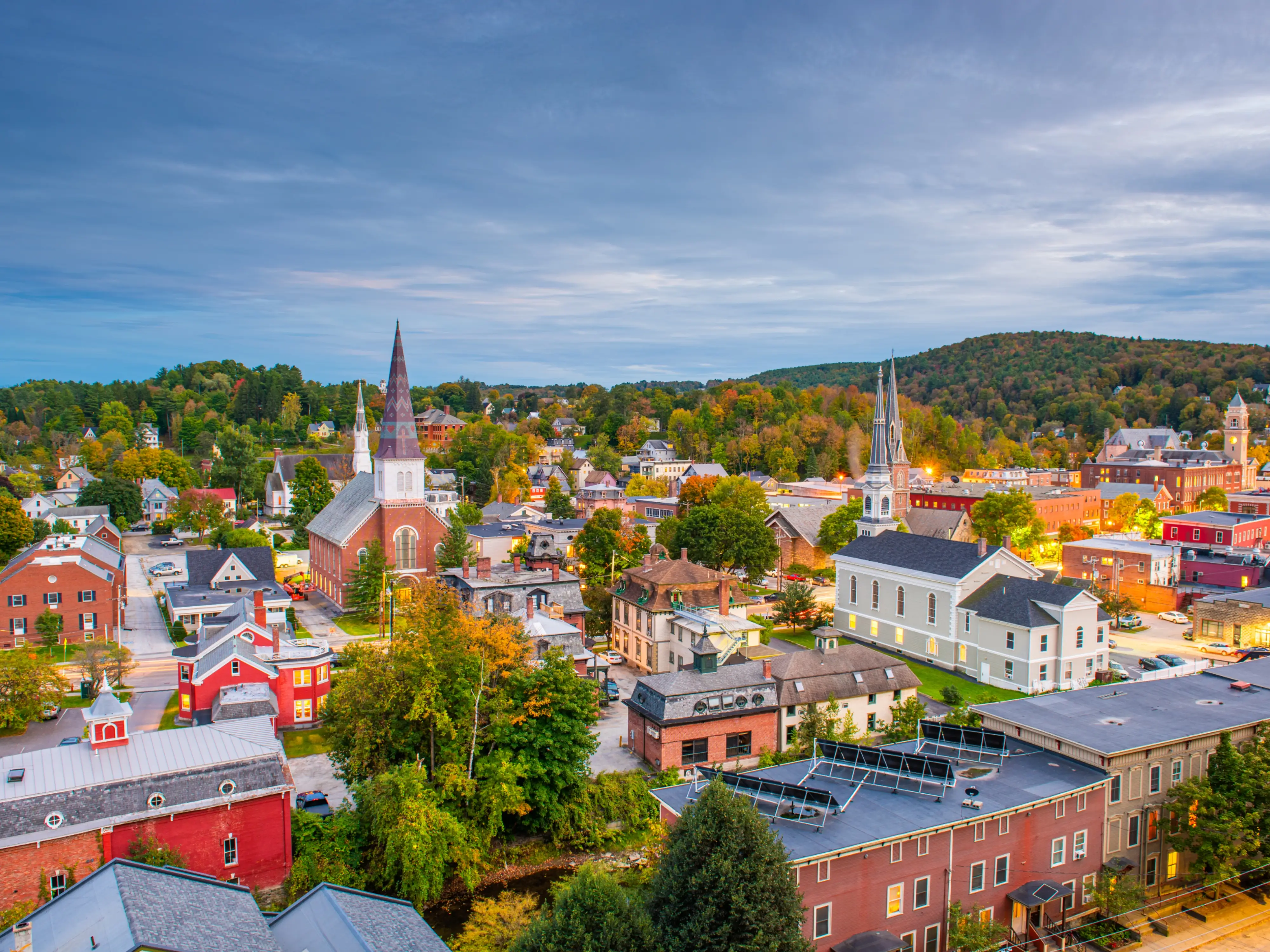 An aerial view of Montpelier, Vermont.