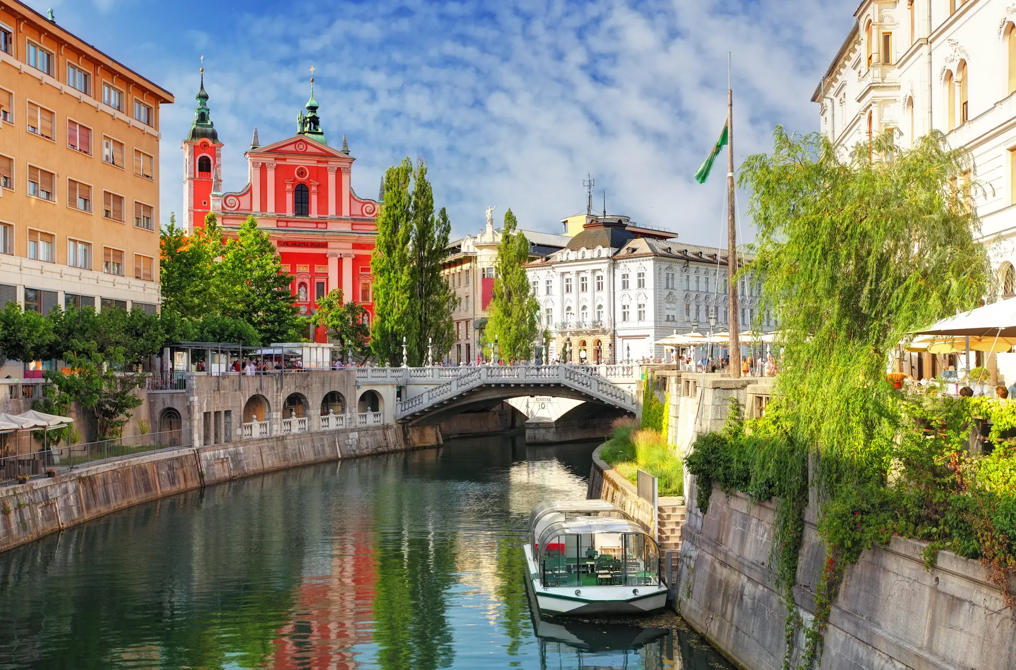canal running through a city in Slovenia