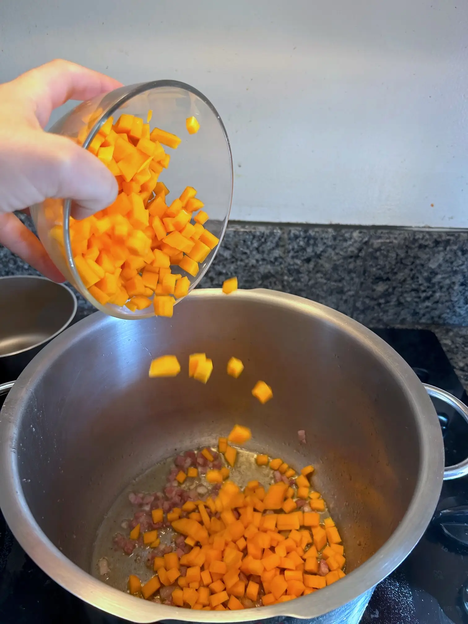 Adding butternut squash for Ina Garten's winter minestrone soup