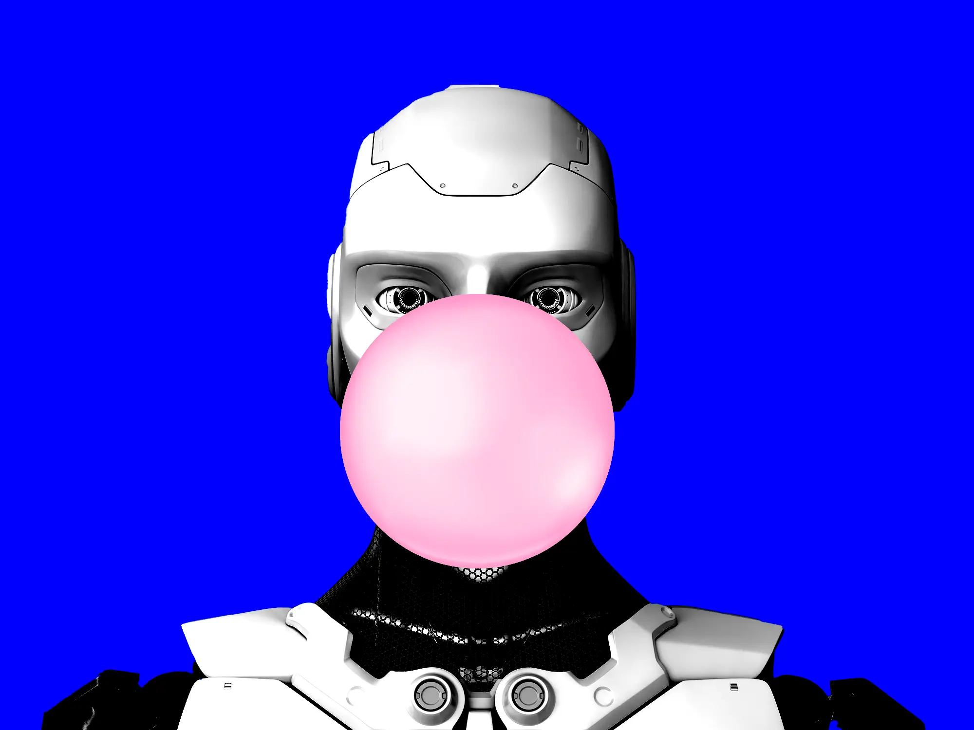 AI bot blowing bubble