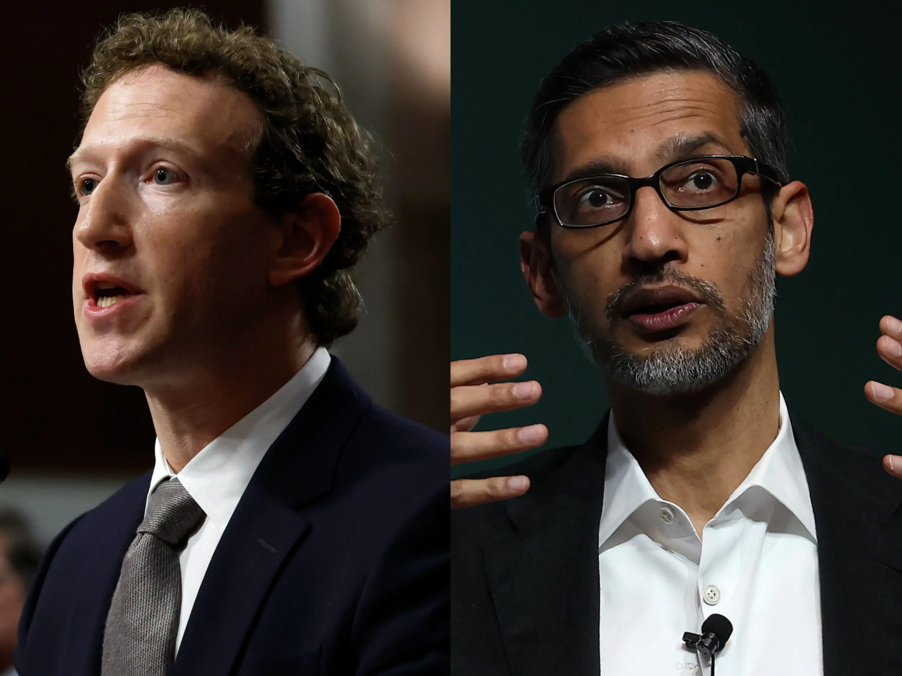 Mark Zuckerberg side by side Sundar Pichai