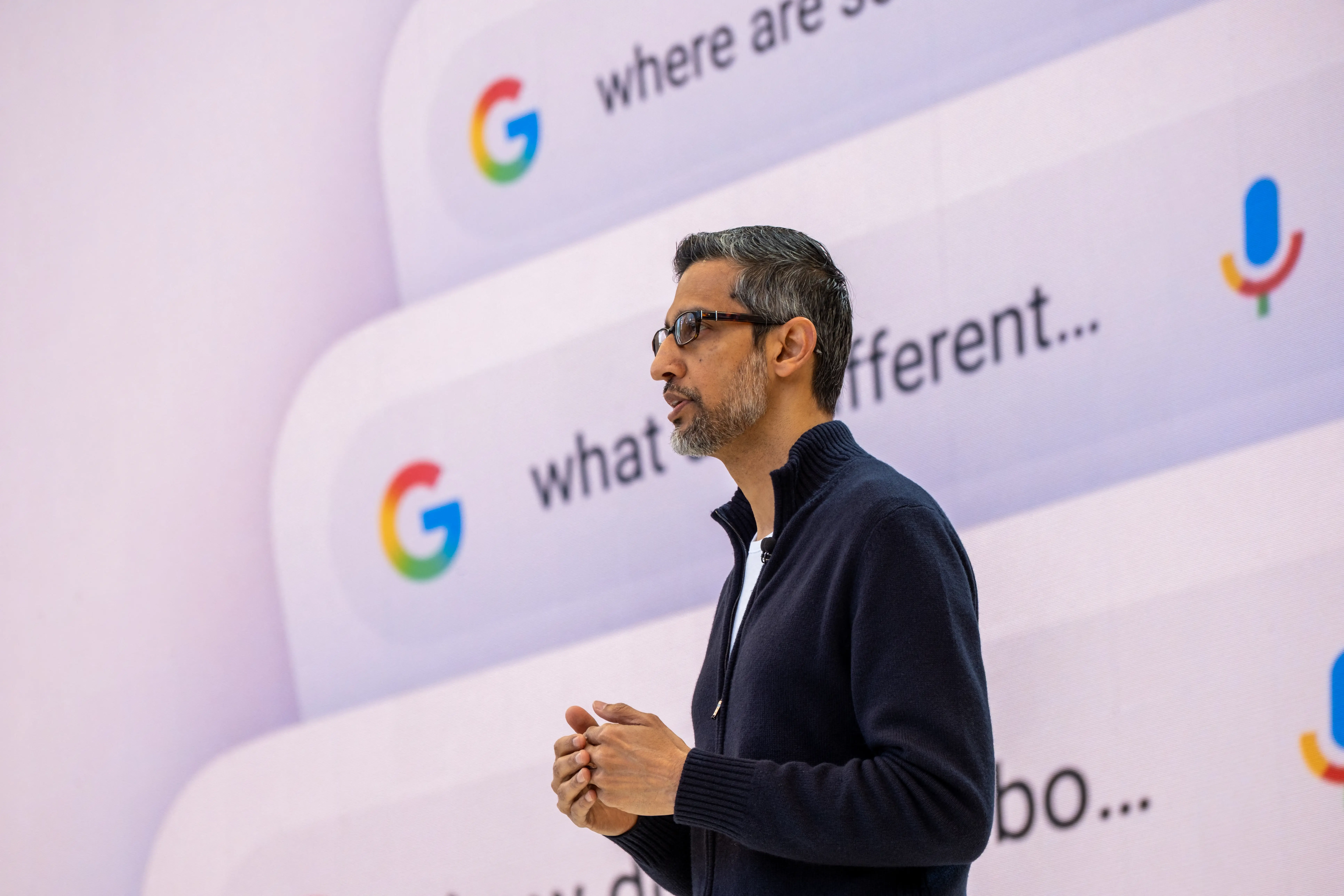 Google CEO Sundar Pichai speaks at the company's IO conference