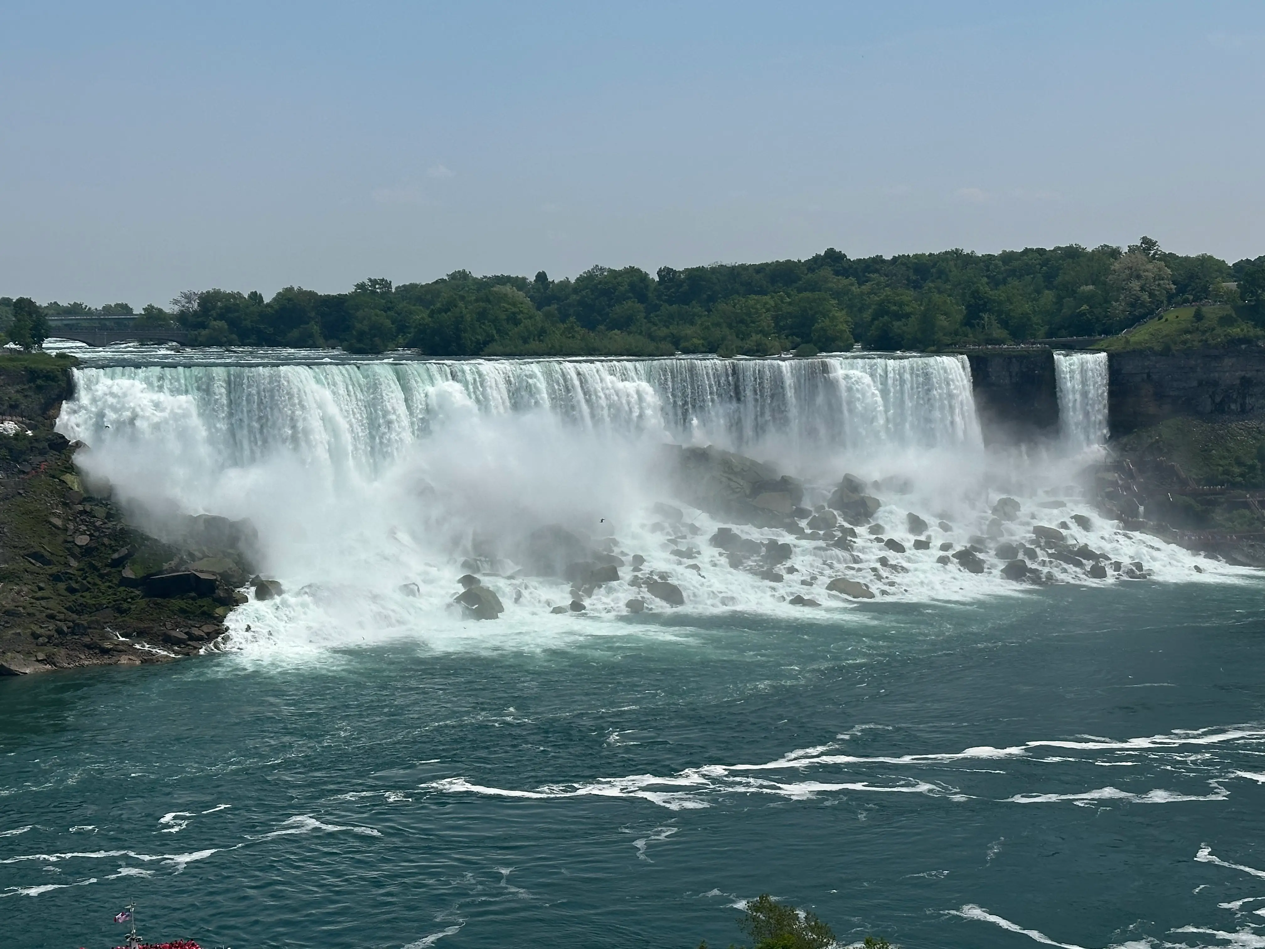 A large waterfall at Niagara Falls.