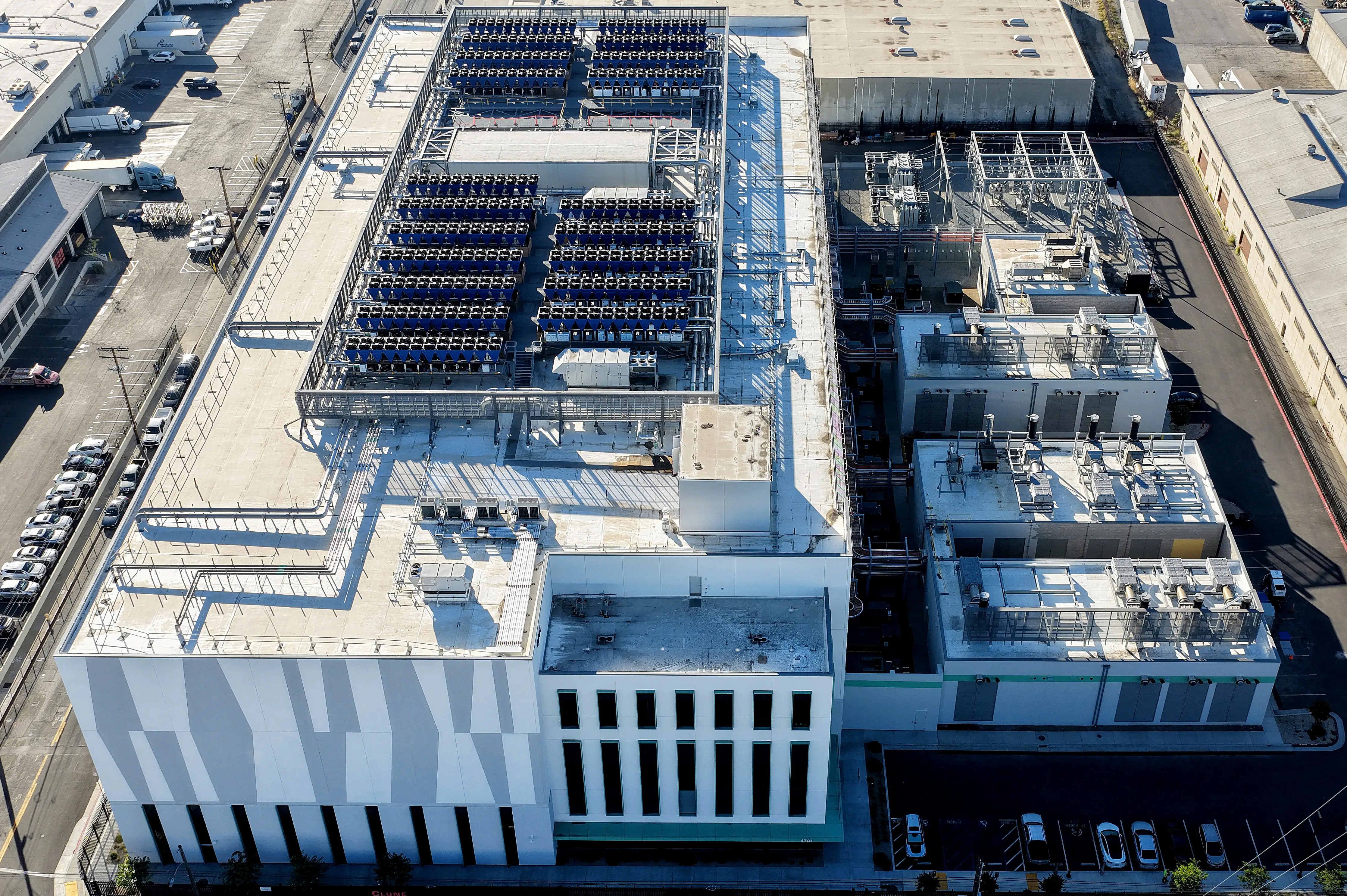 An aerial view of a data center