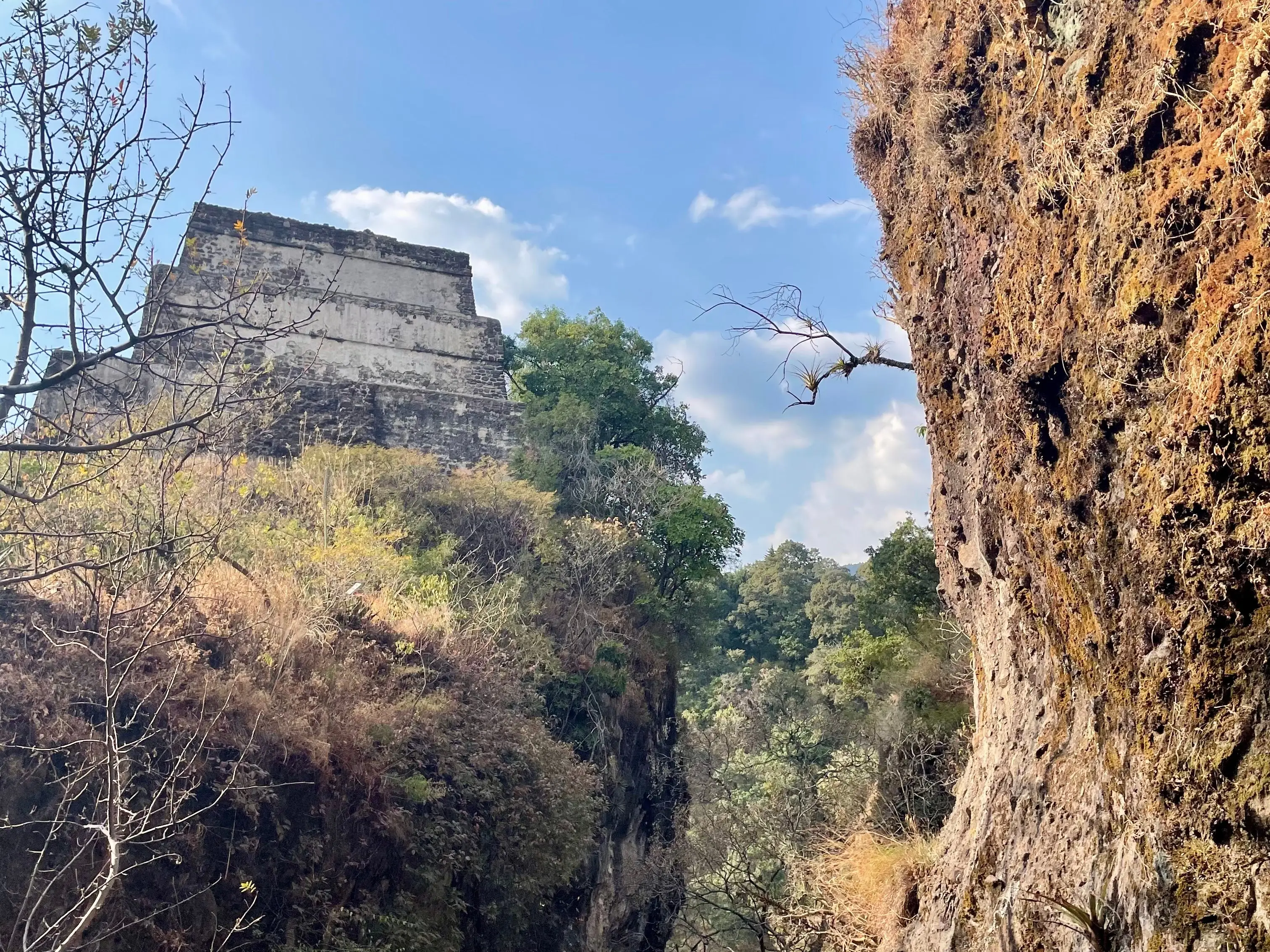 The ancient Ometochtli temple on the summit of Tepozteco Mountain.