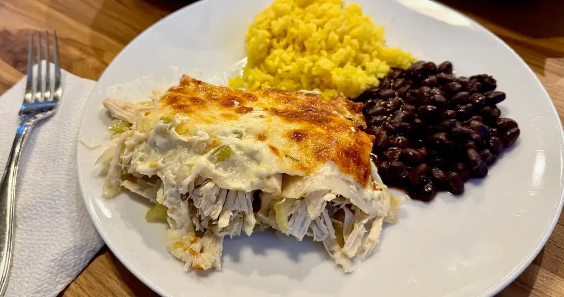 As a mom of 2, these chicken enchiladas are the perfect weeknight dinner option for my family