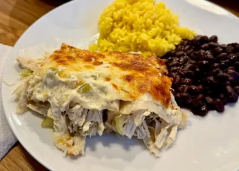 As a mom of 2, these chicken enchiladas are the perfect weeknight dinner option for my family
