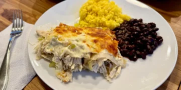 As a mom of 2, these chicken enchiladas are the perfect weeknight dinner option for my family