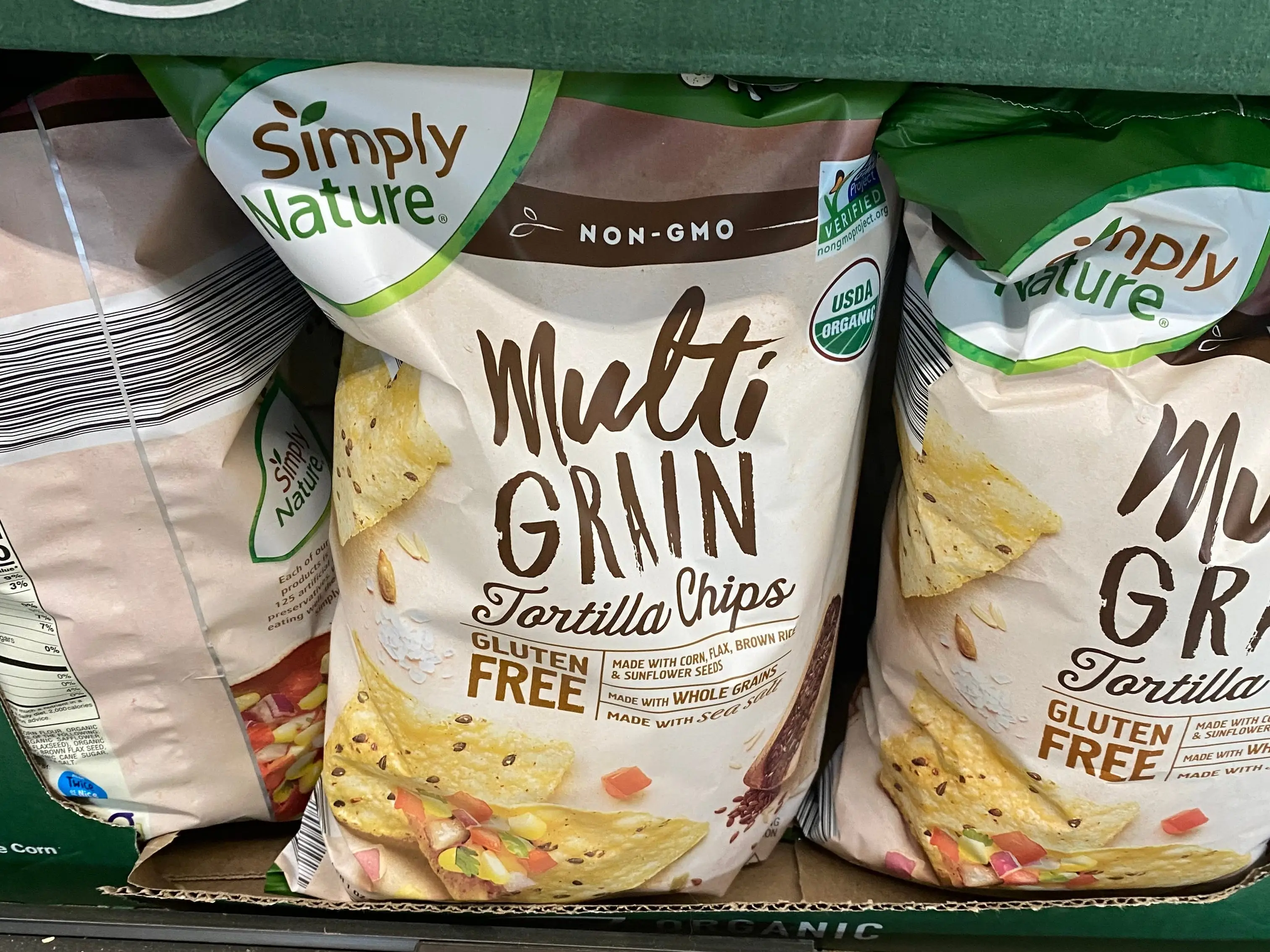 Simply Nature multigrain tortilla chips.