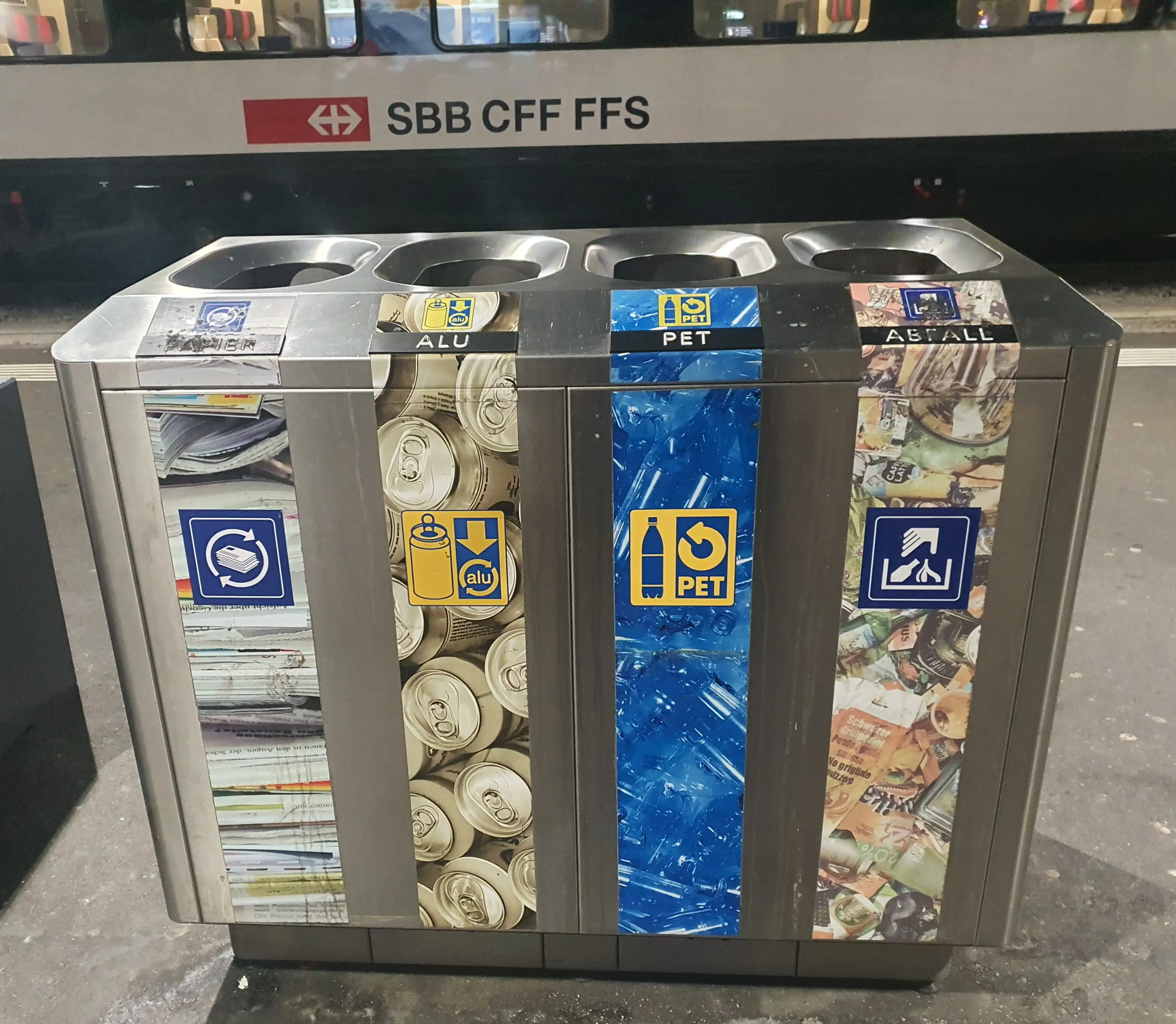 Recycling bins in Switzerland