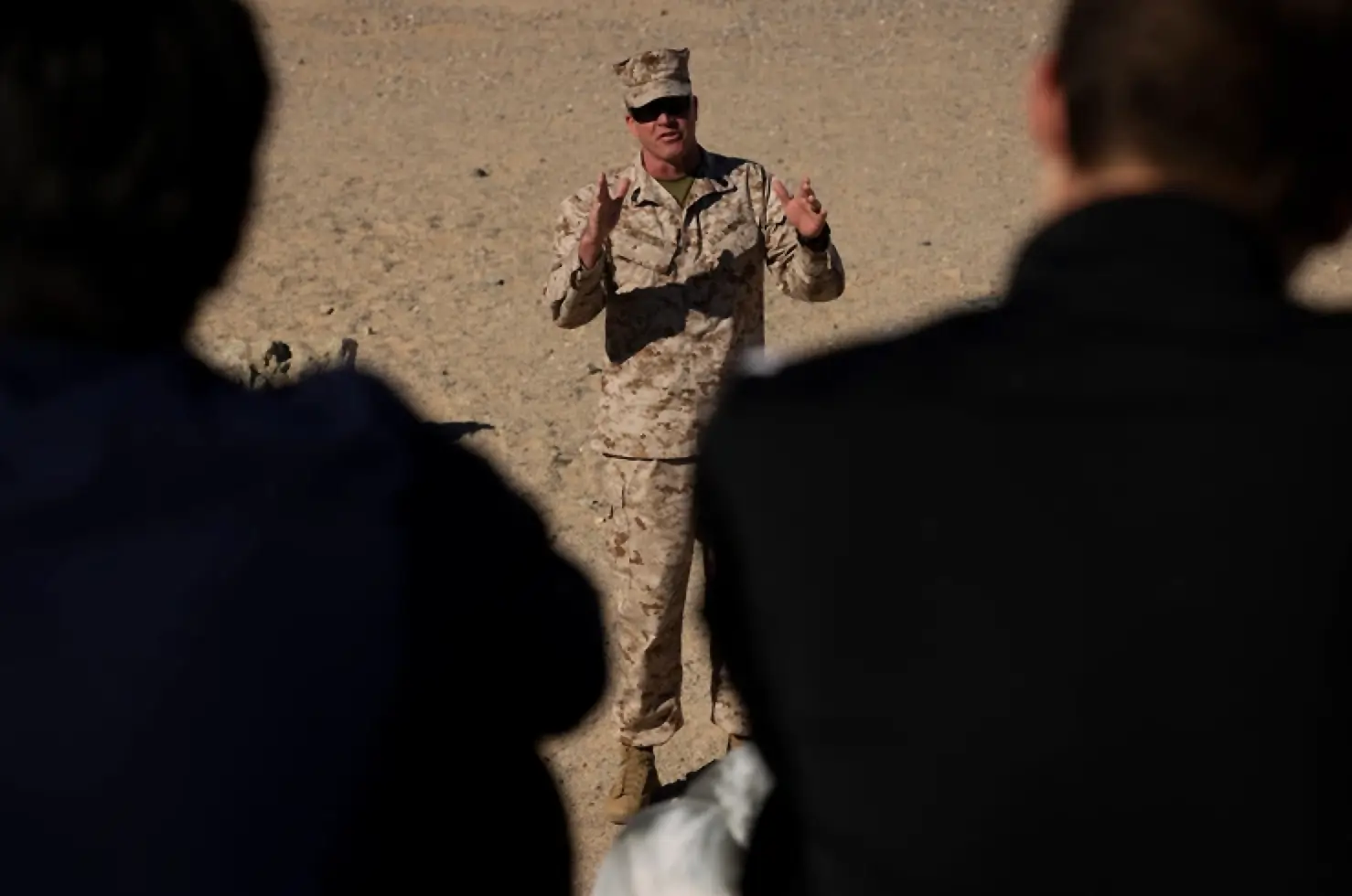 U.S. Marine Corps gives a brief to students
