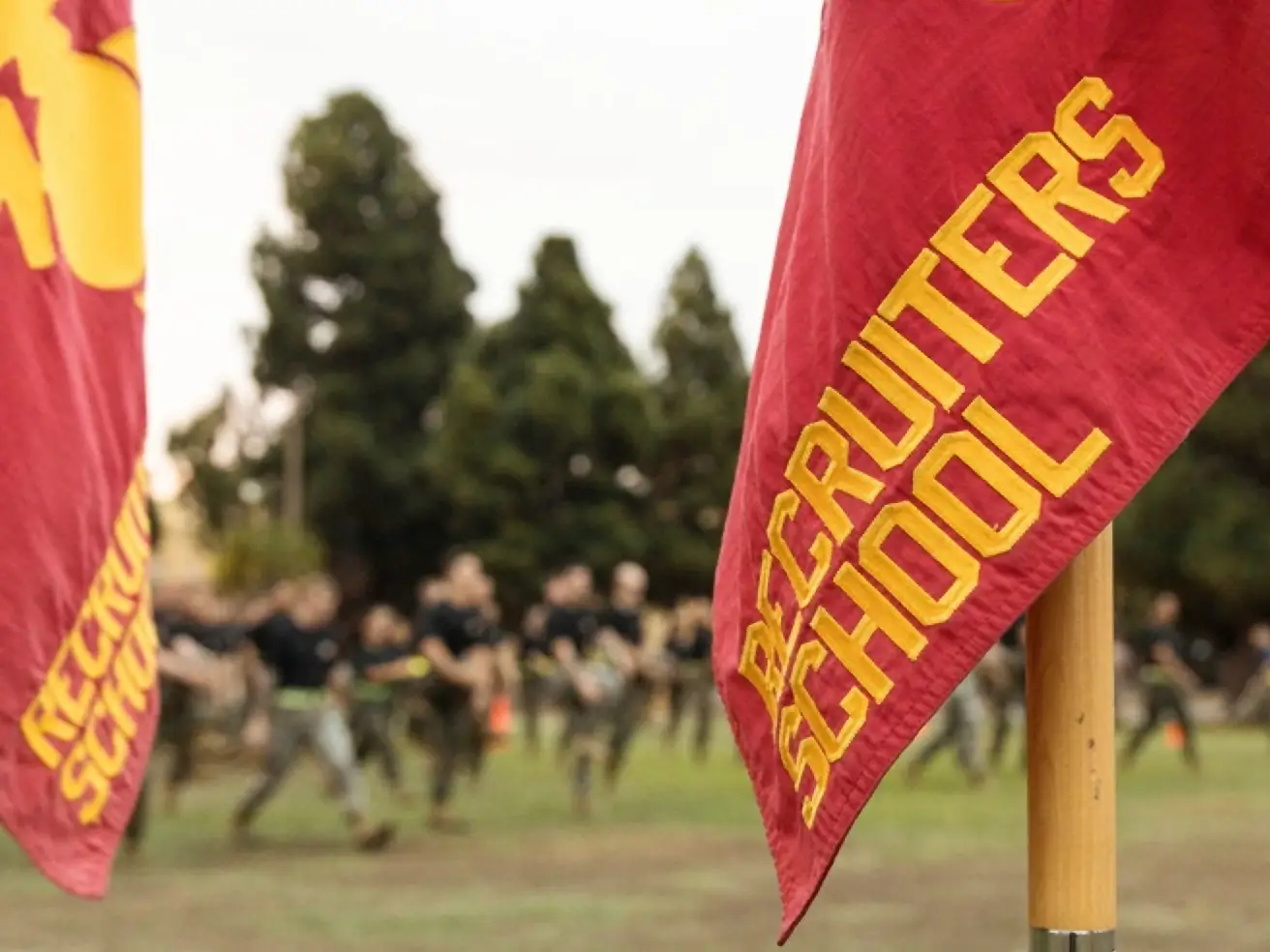 Flags for Marine Corps Recruiting and Retention School.