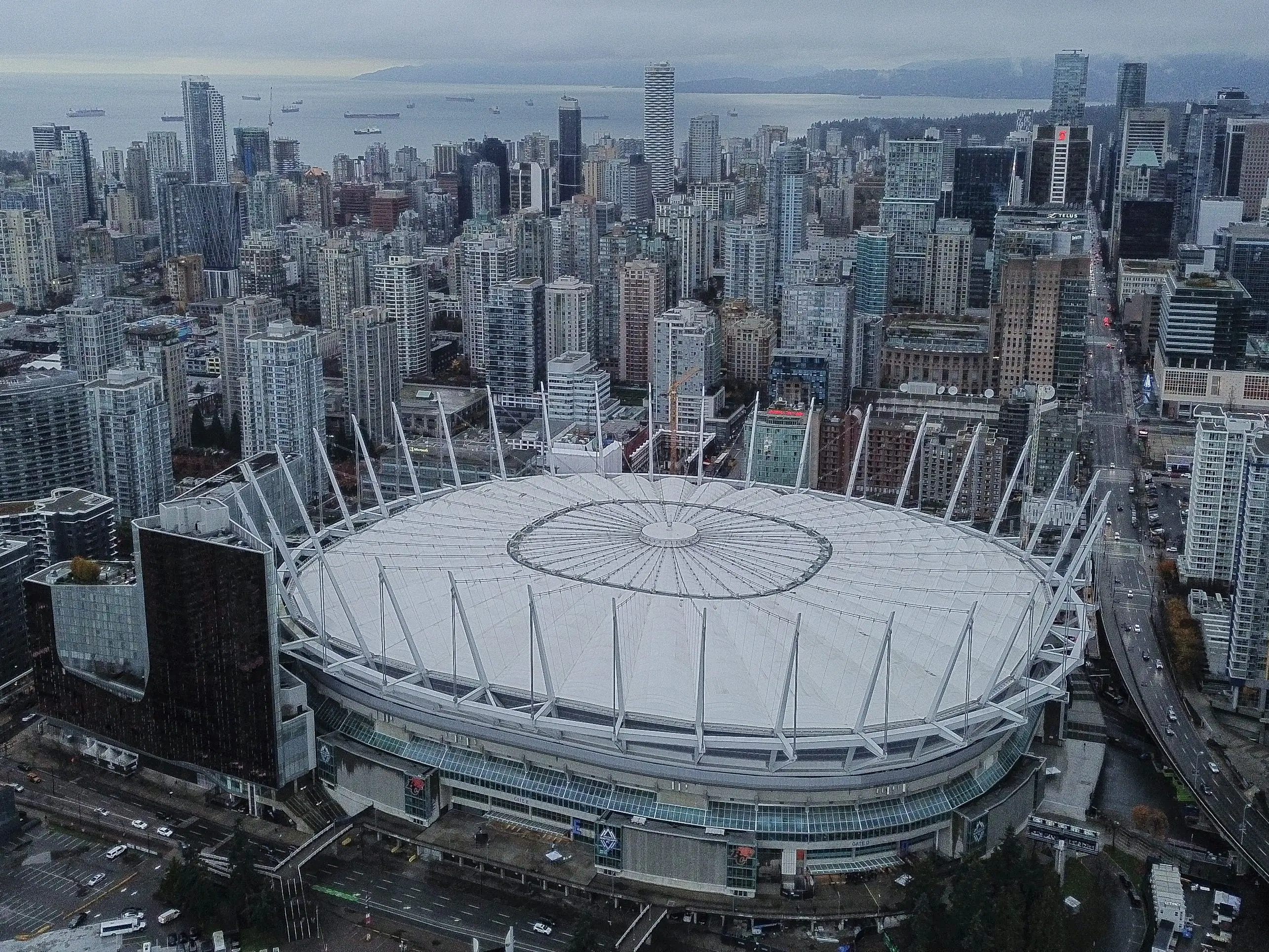 A wide shot of BC Place.