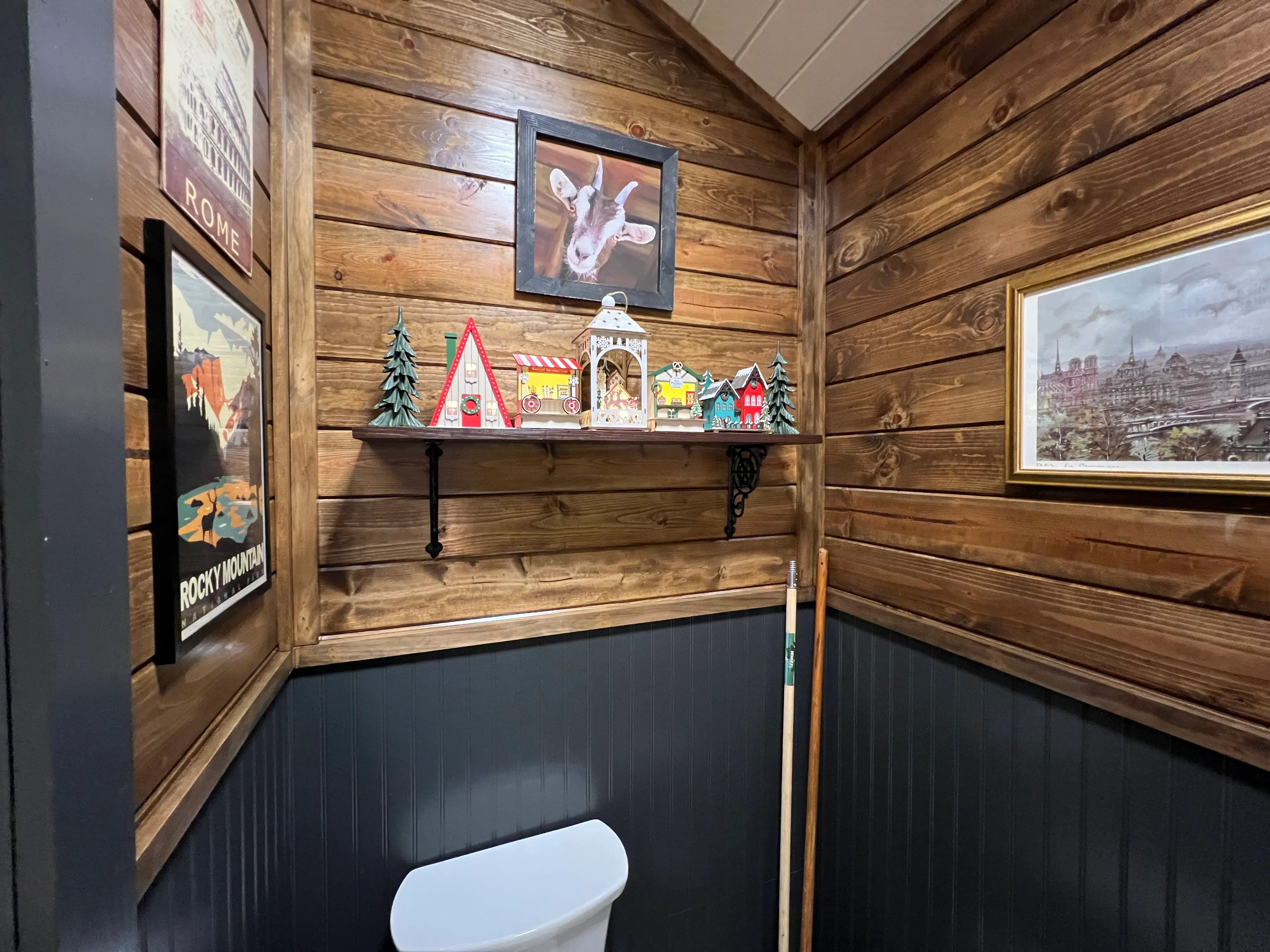 The bathroom inside Stephen Hutyra's backyard pub.