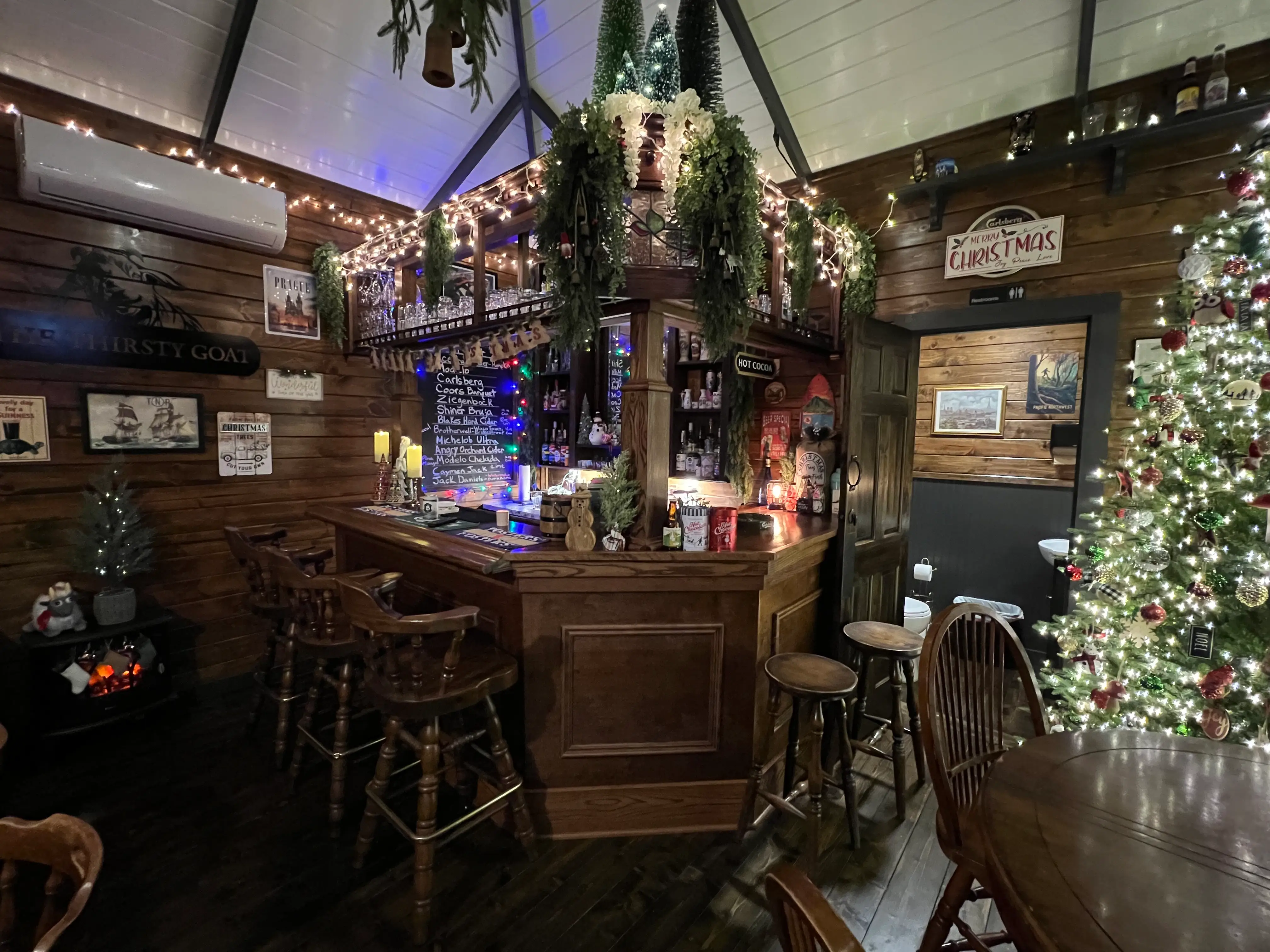 Inside Stephen Hutyra's backyard pub.