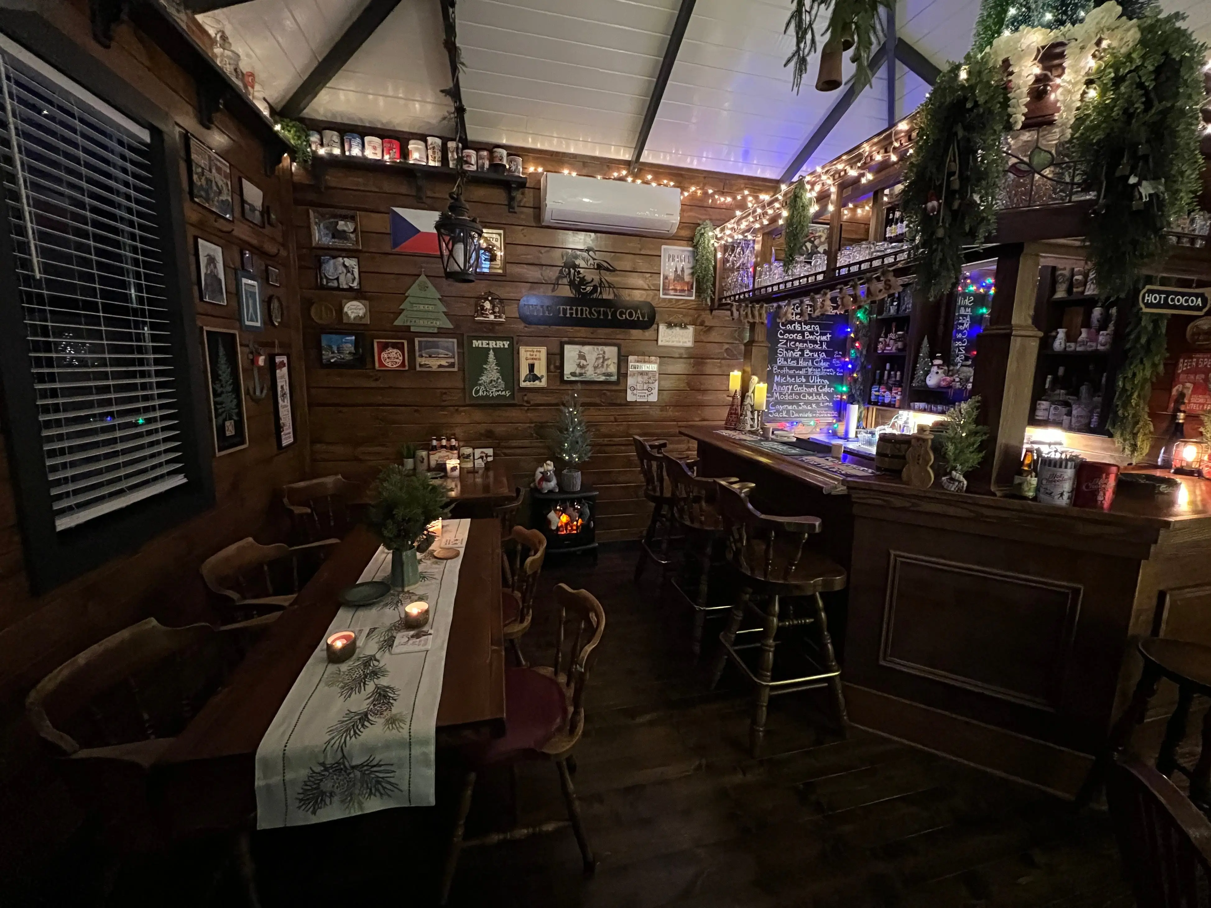 Inside Stephen Hutyra's backyard pub.