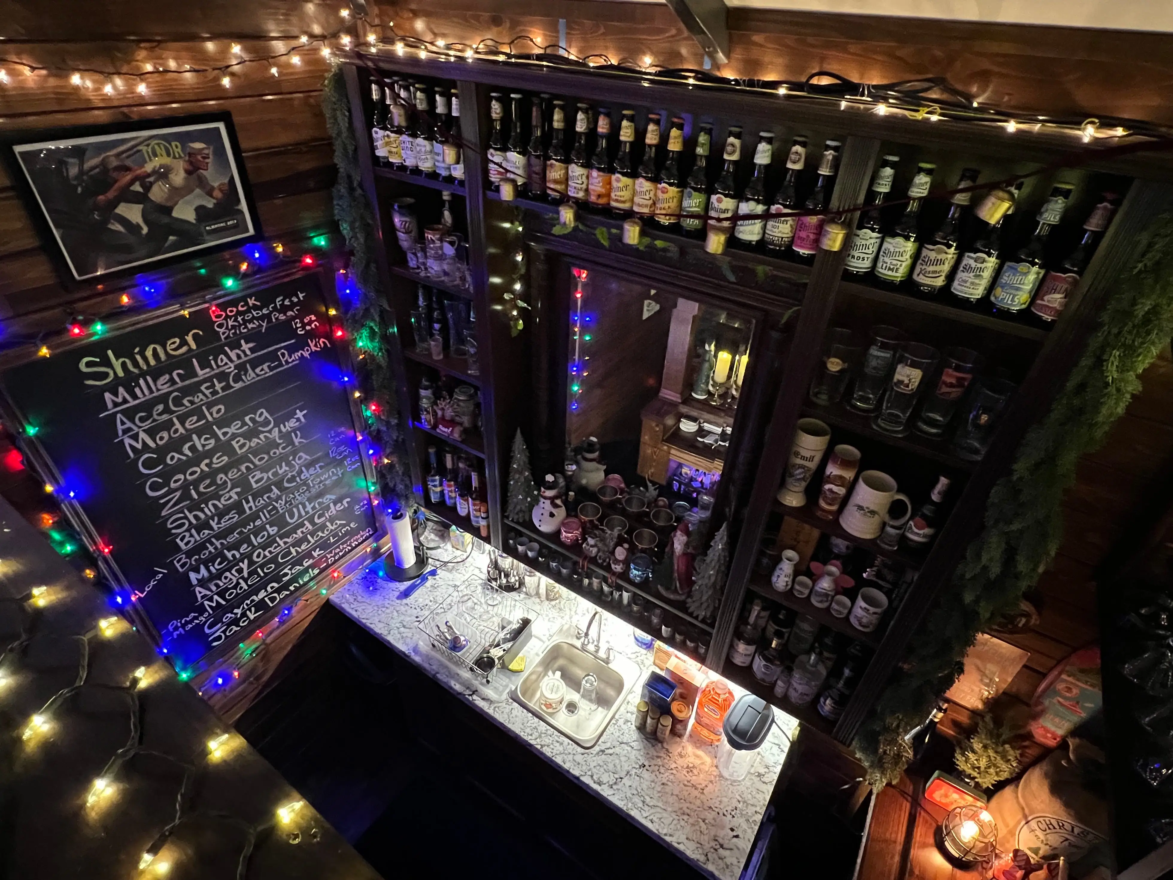 Inside Stephen Hutyra's backyard pub.