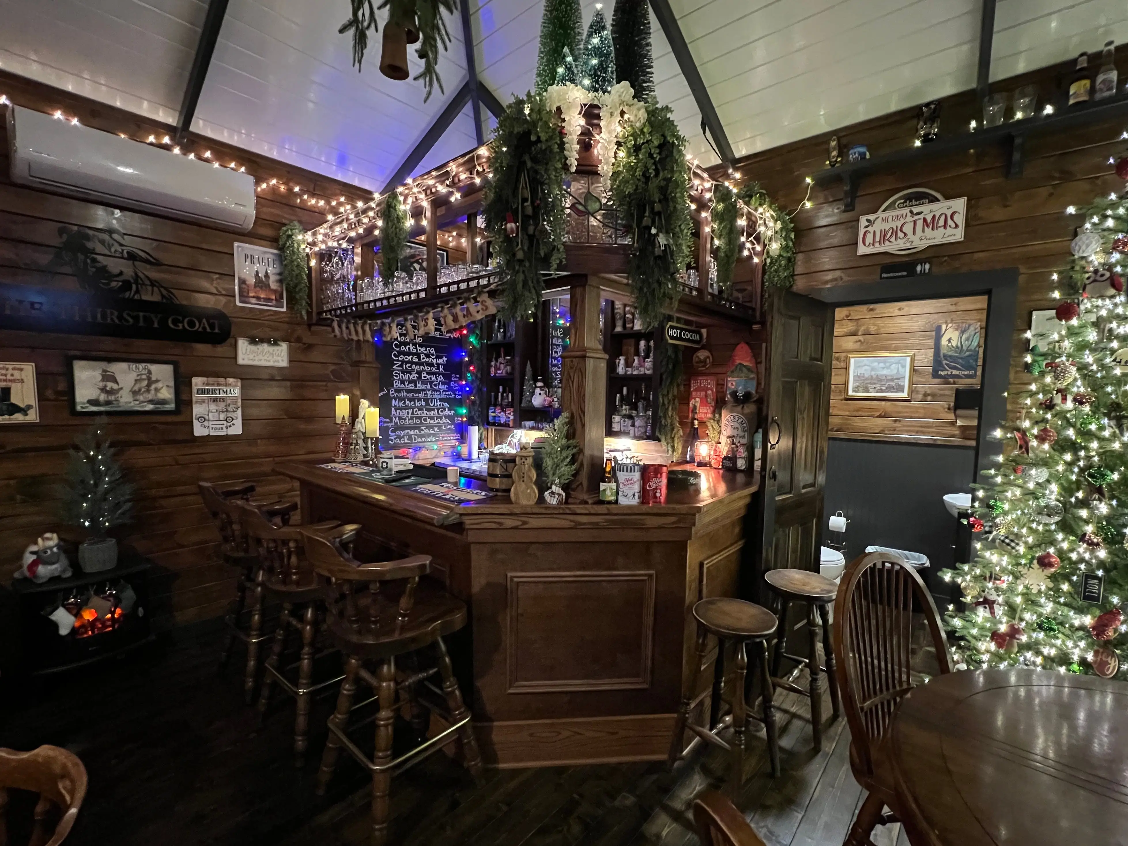 Inside Stephen Hutyra's backyard pub.