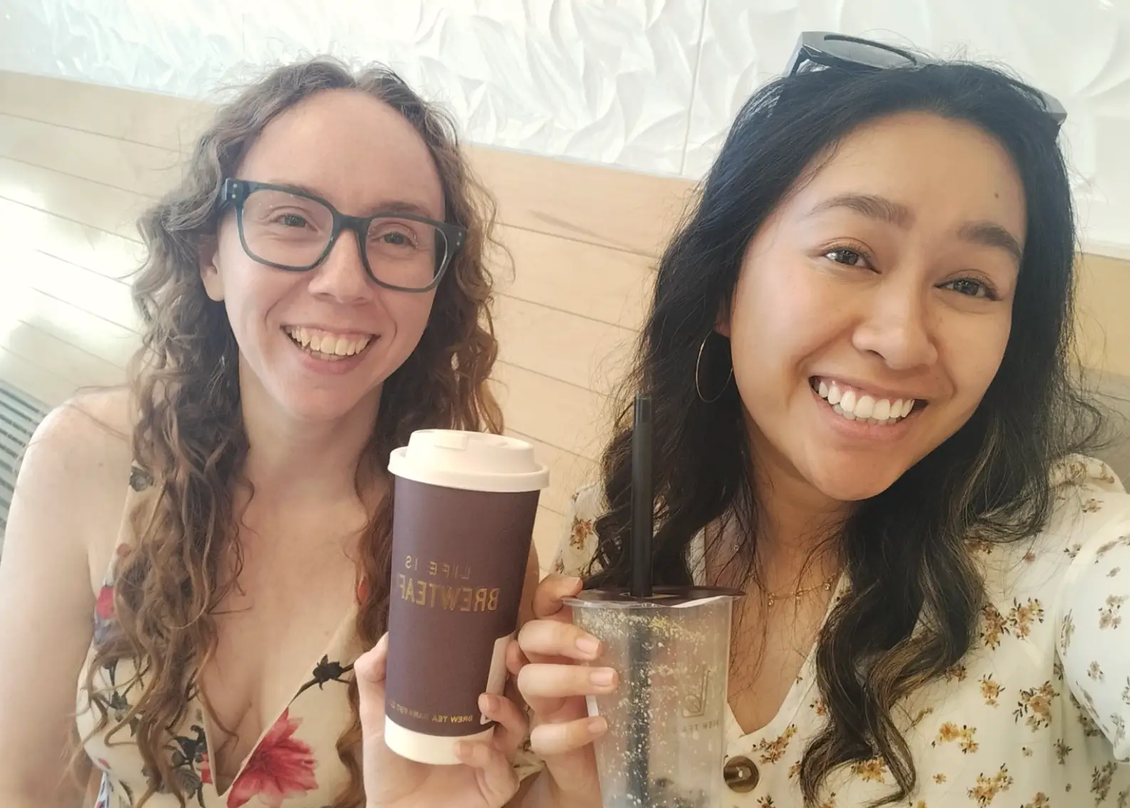 The writer and her friend having tea in Las Vegas.