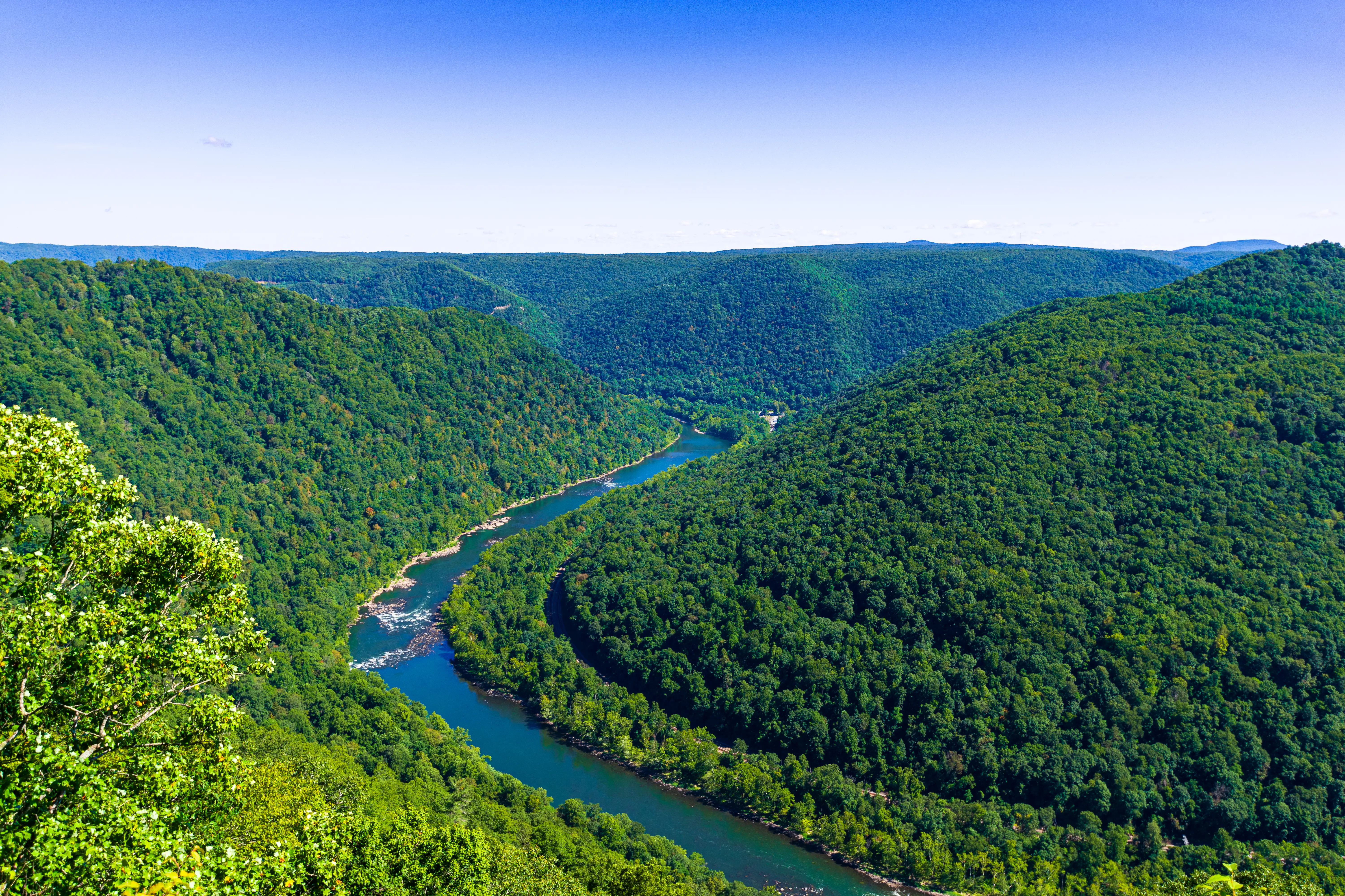 Aerial v iew of New River Gorge in West Virginia,
