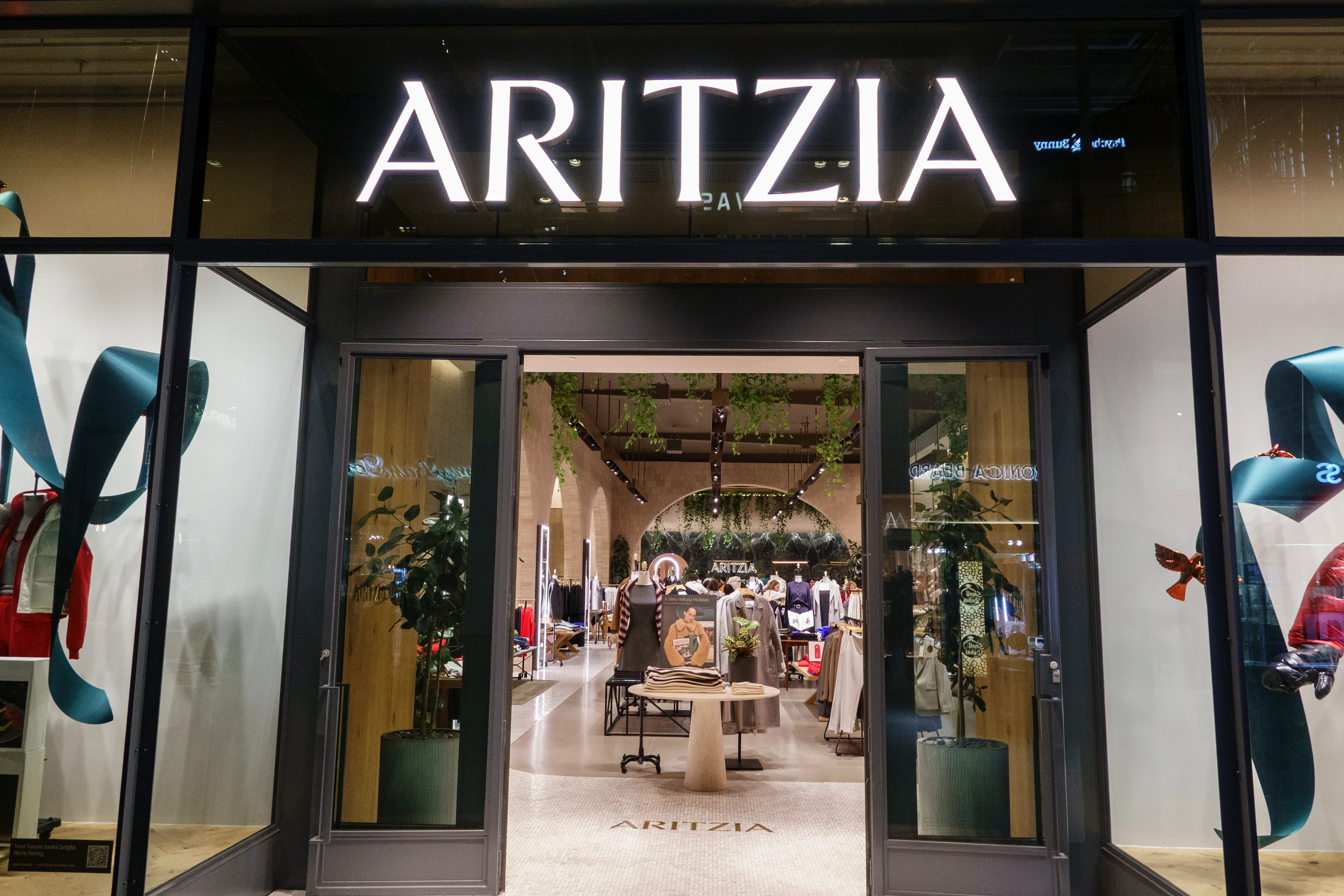 n Aritzia logo is displayed on one of their stores on December 10, 2025 in San Diego, CA.