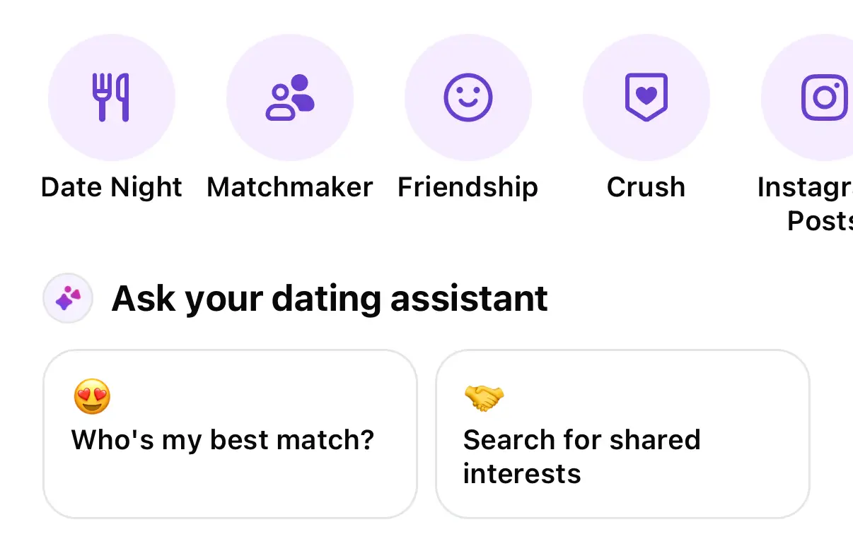 The Facebook Dating AI assistant is pictured.