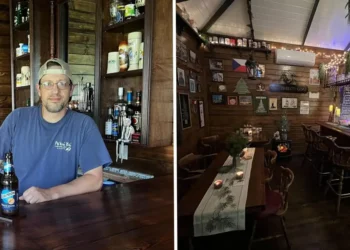 A man spent $61,000 to transform part of his backyard into a pub he could enjoy with friends and family