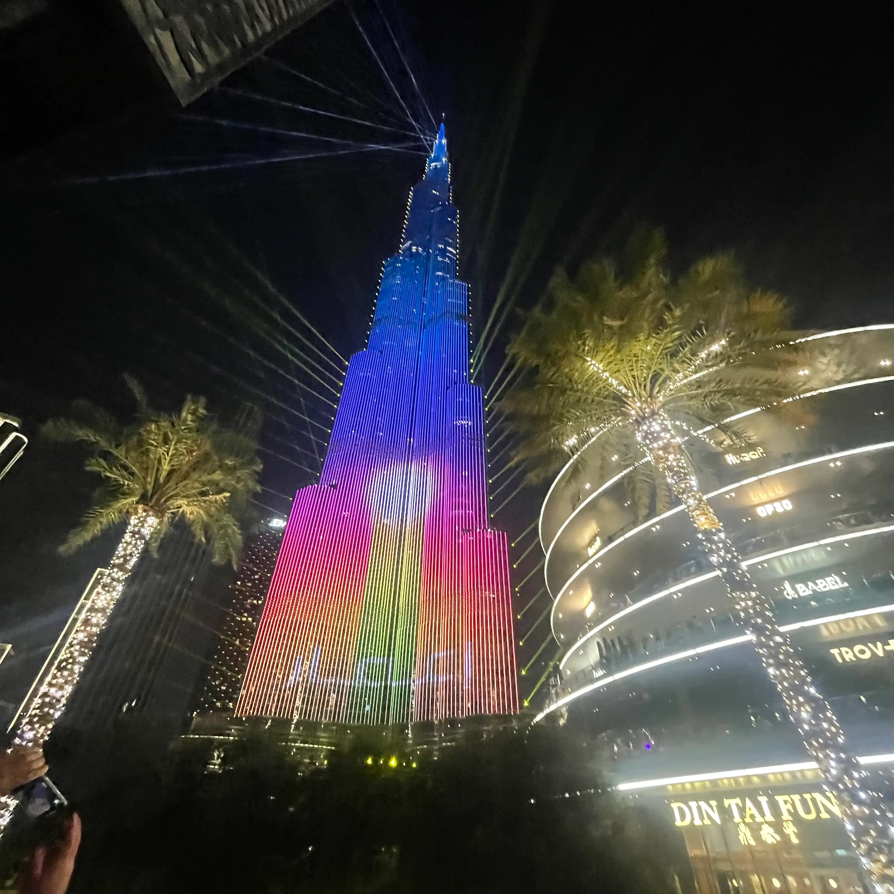 Burj Khalifa light show at night