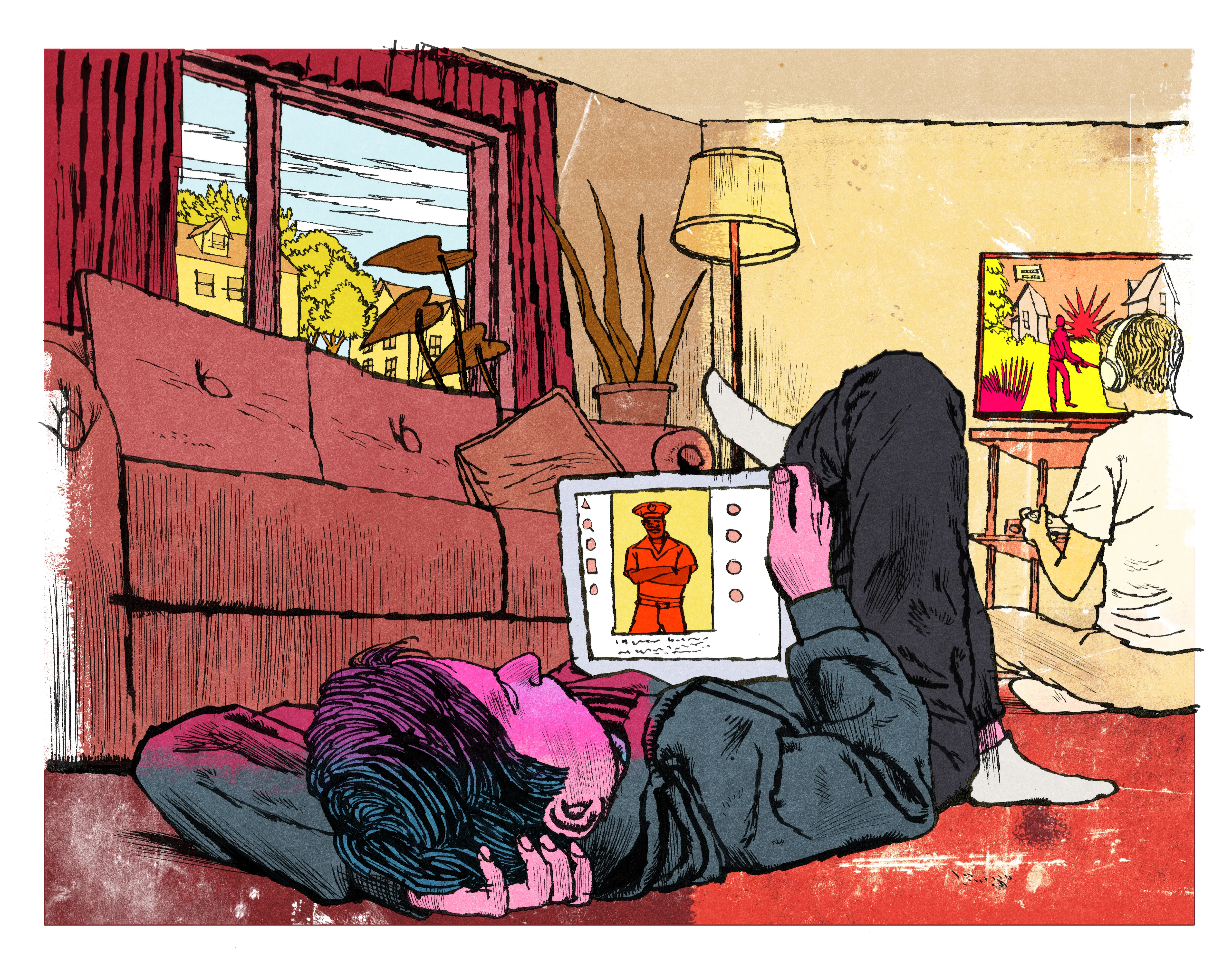 A young person watching a military recruiter on social media.