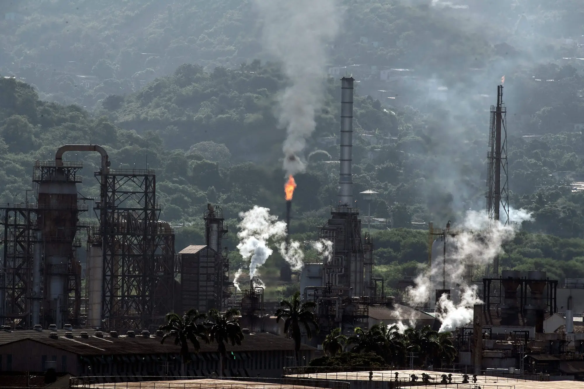 The Trump administration wants to secure access to Venezuelan oil. Venezuela's aging oil infrastructure, like this refining plant, has suffered from leaks, rusting pipes and broken equipment.
