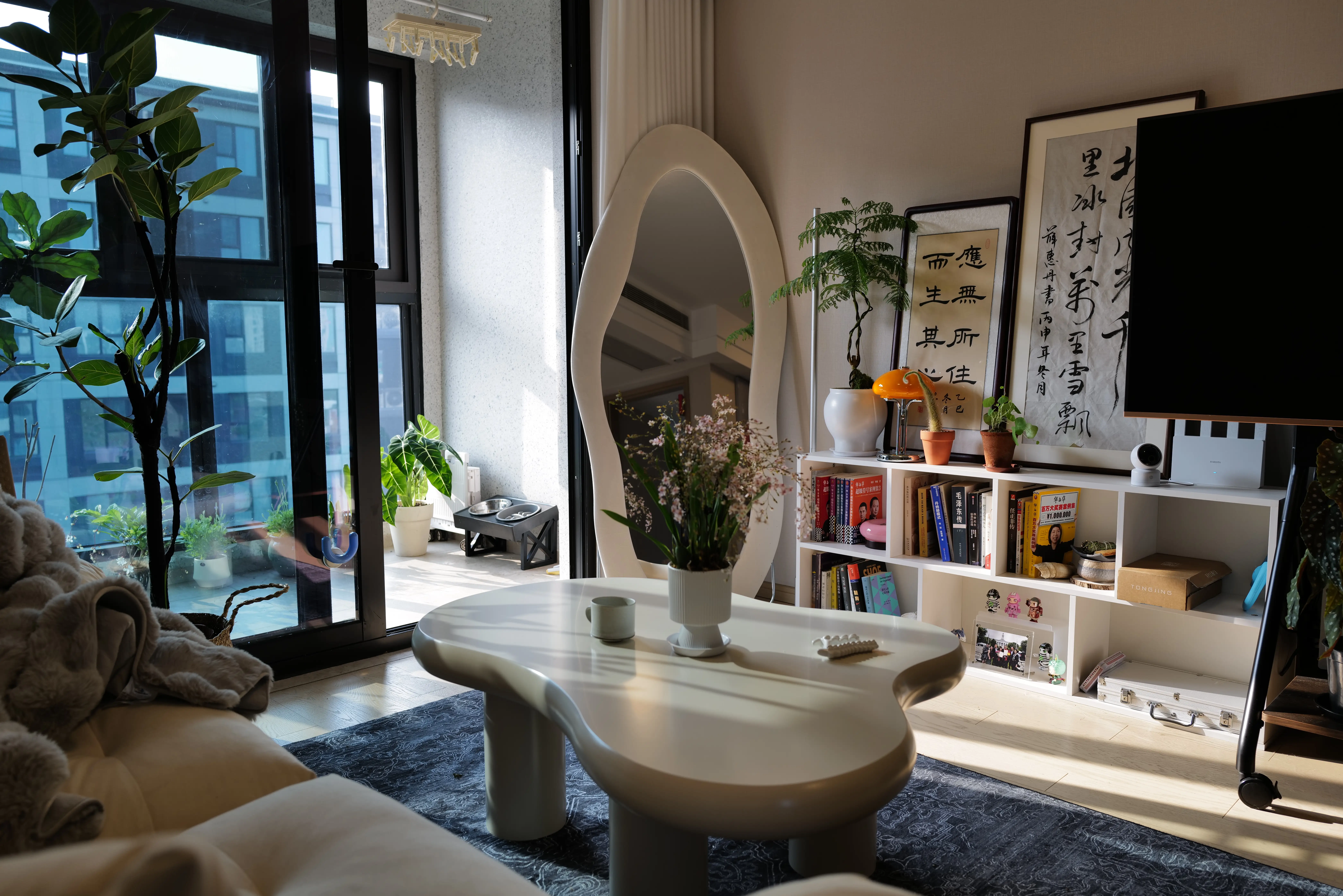 Alternate view of the living room of an apartment in Shanghai.