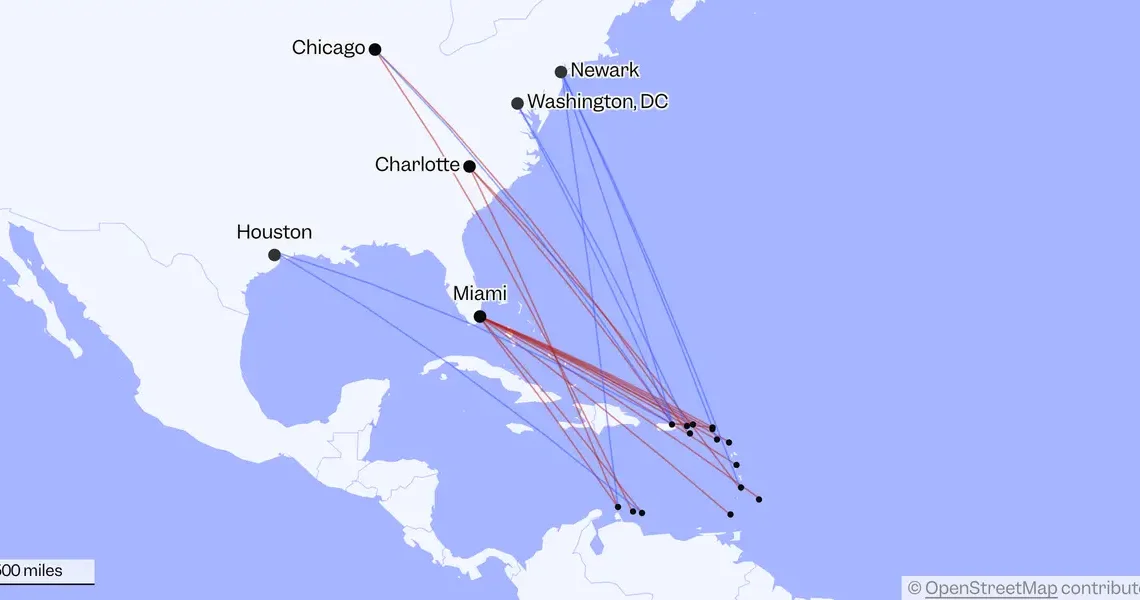 Maps show the scale of the Caribbean air travel chaos — and how airlines are adding extra flights to rescue passengers