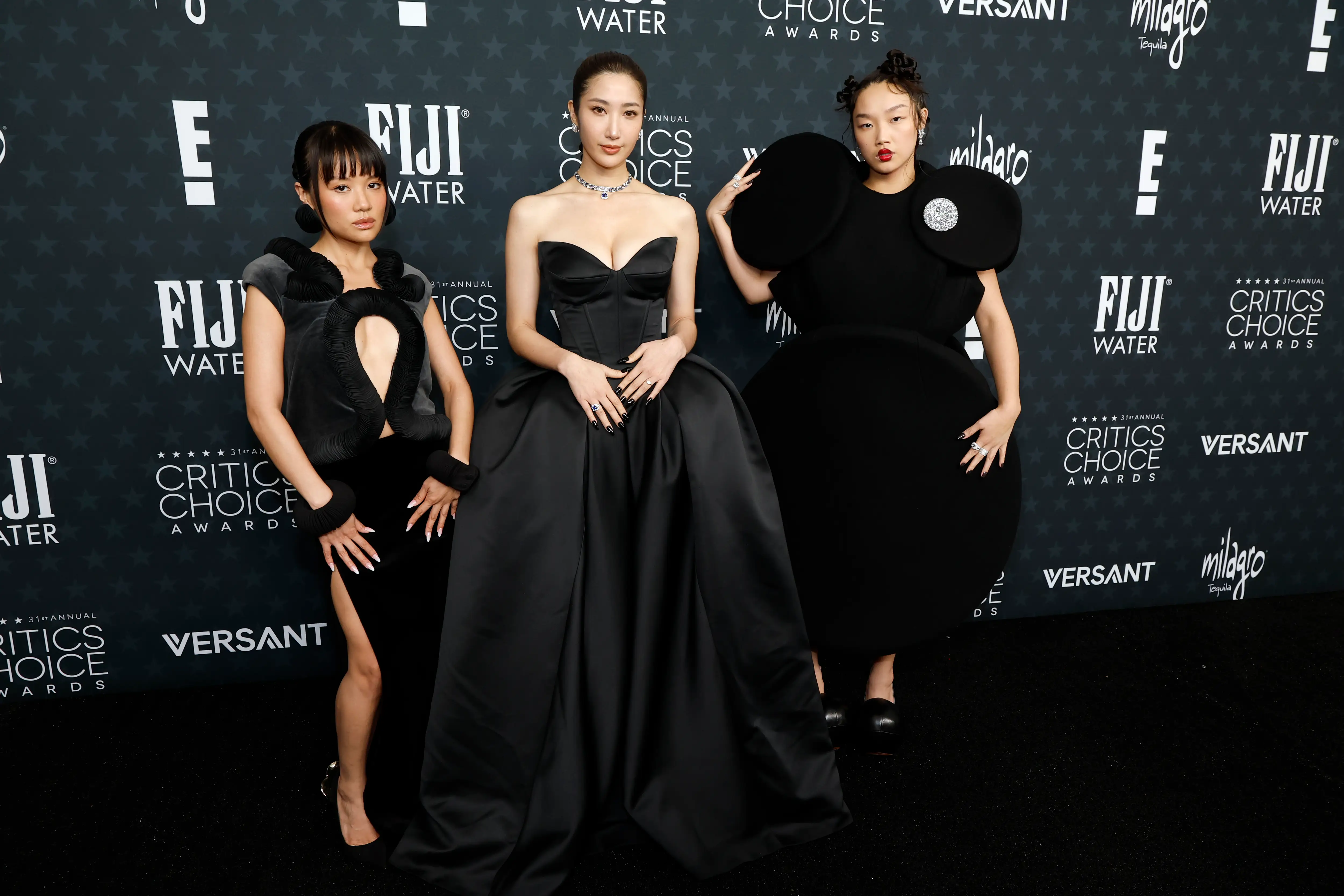 Rei Ami, Audrey Nuna, and EJAE at the 2026 Critics Choice Awards.